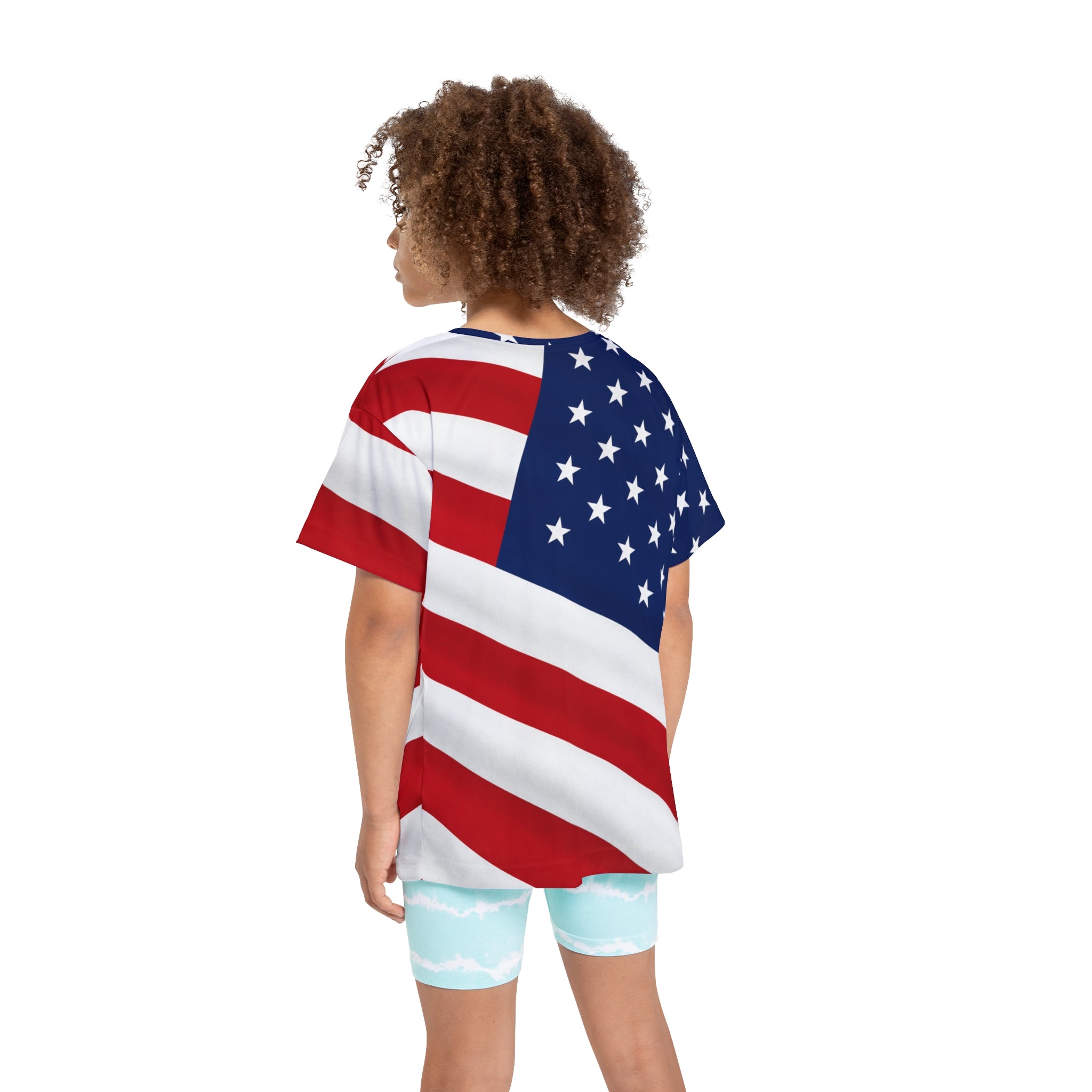 Kids American Flag Sports Jersey – Patriotic All-Over Print Tee