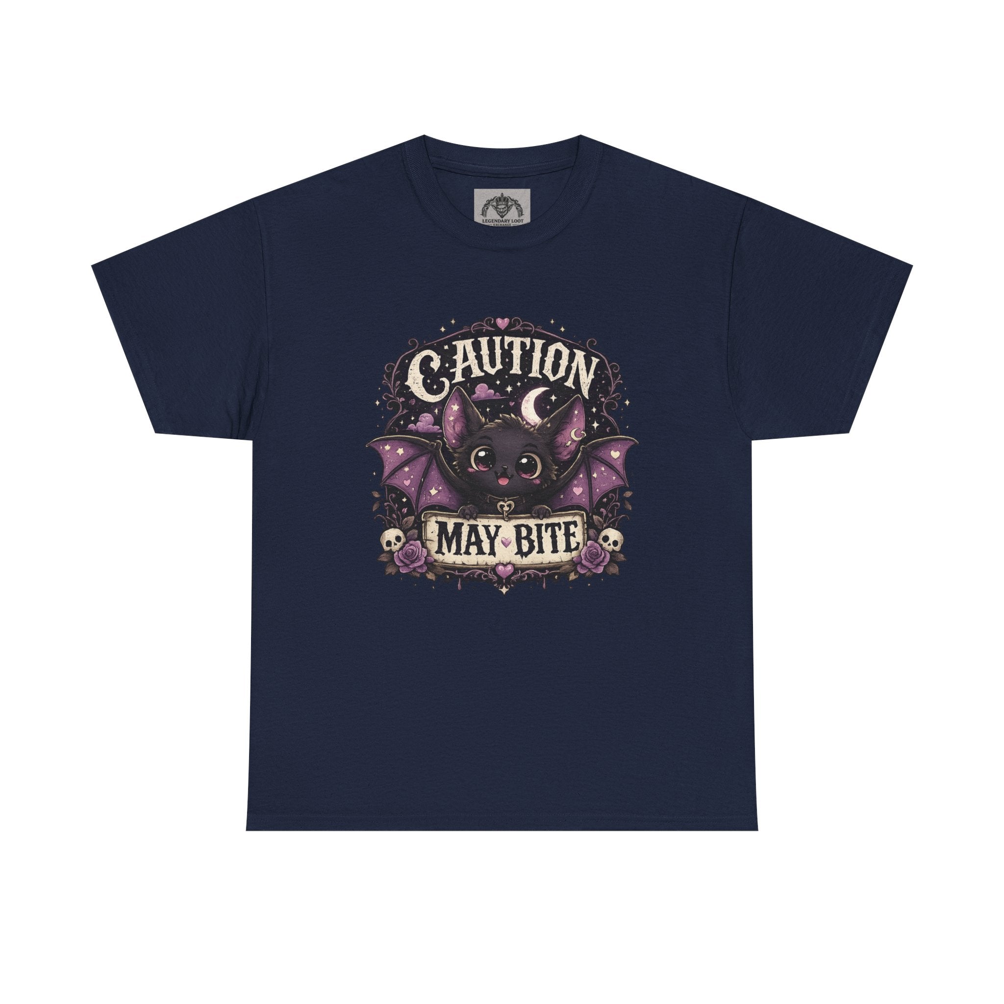 Caution May Bite Bat T-Shirt — Cute Gothic Halloween Tee