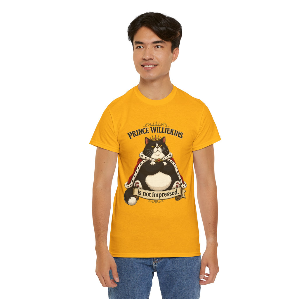 Cat T-Shirt — “Prince Williekins Is Not Impressed” Royal Cat Graphic Tee