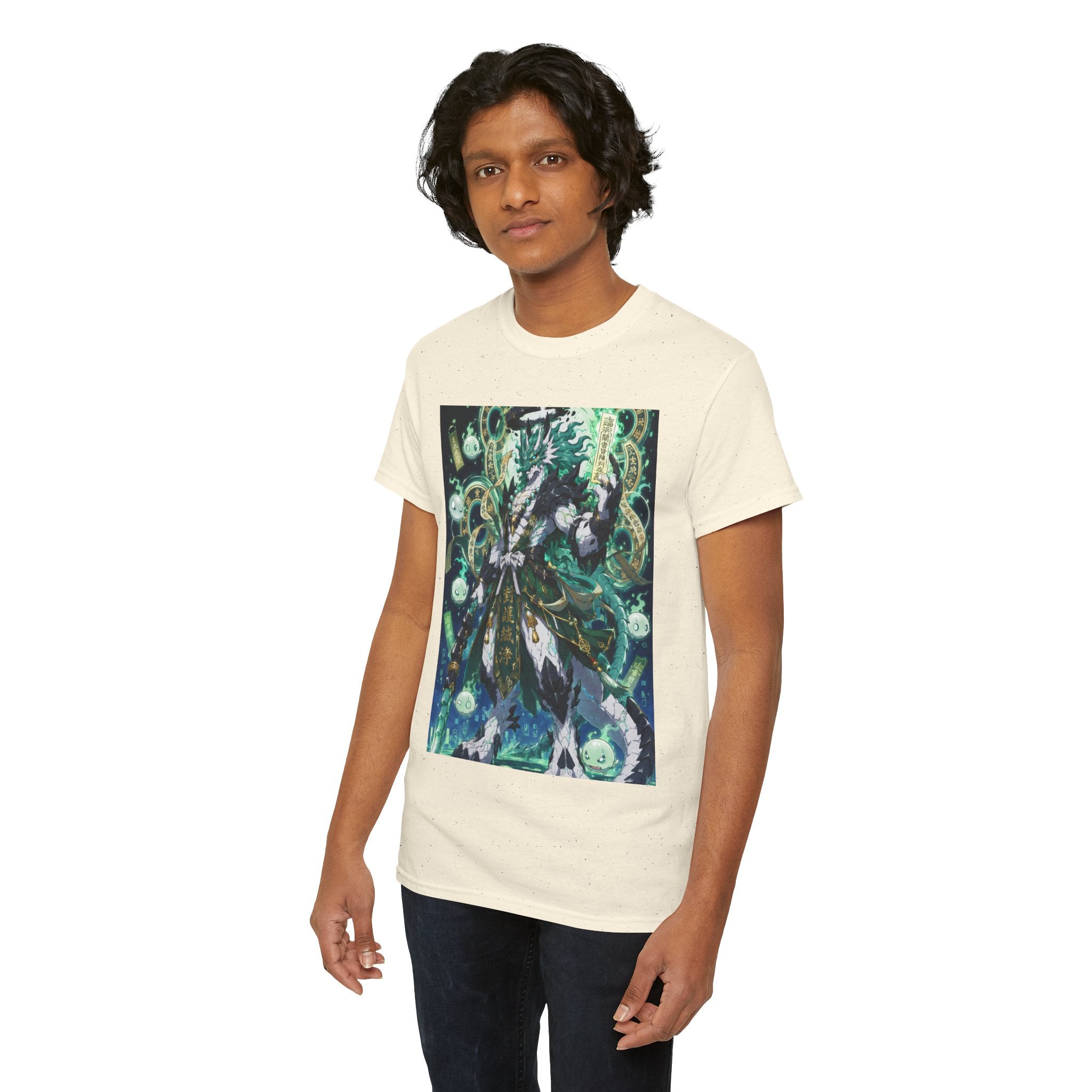 Mystic Forest Sorcerer T-Shirt | Fantasy Mage Illustration, Green Aura