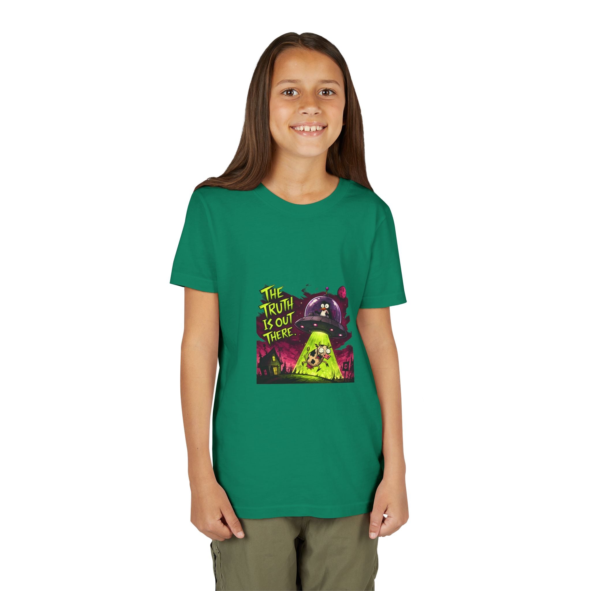 The Truth Is Out There Youth Tee | Alien UFO Graphic | Penguin | Cow
