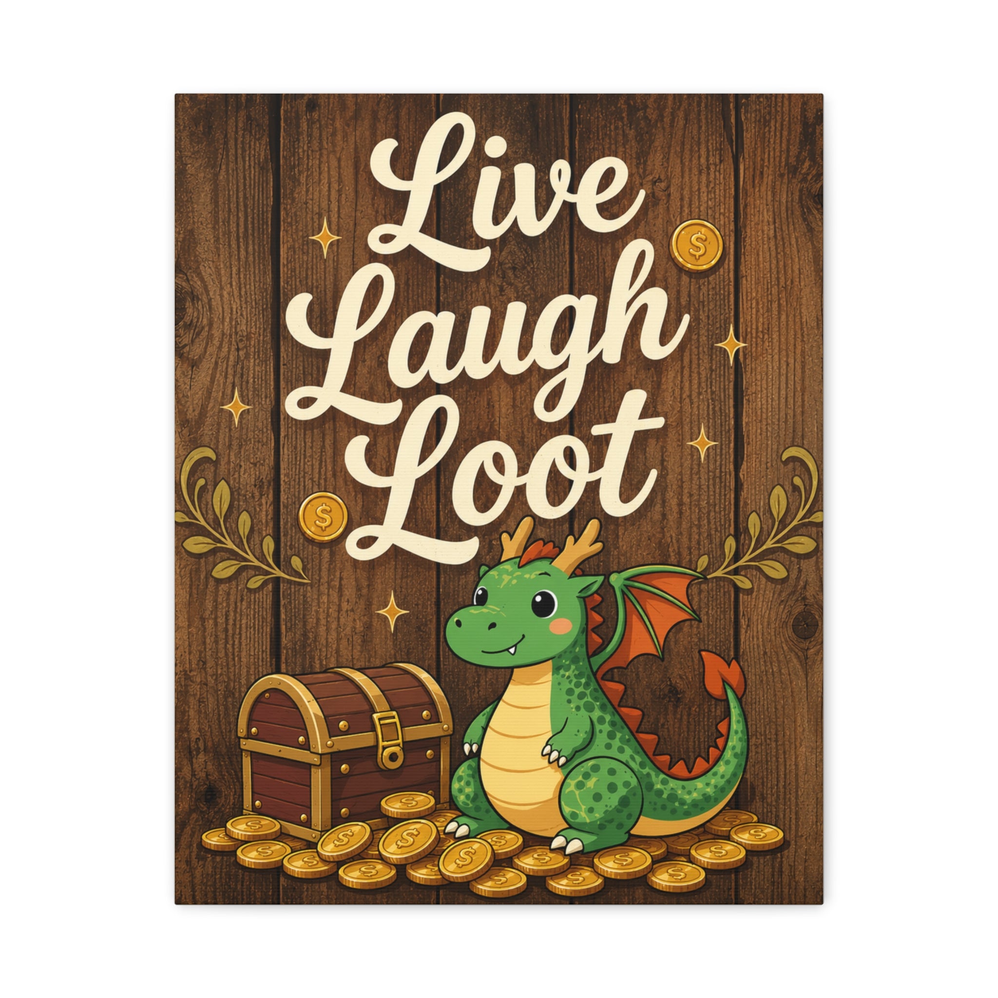 Live Laugh Loot Dragon Canvas