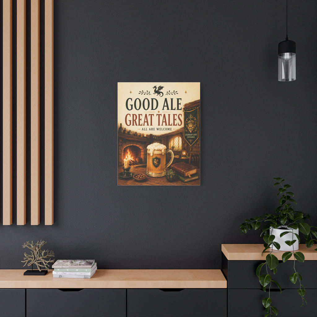 Good Ale Great Tales Canvas | Pub Fantasy Tavern Wall Art