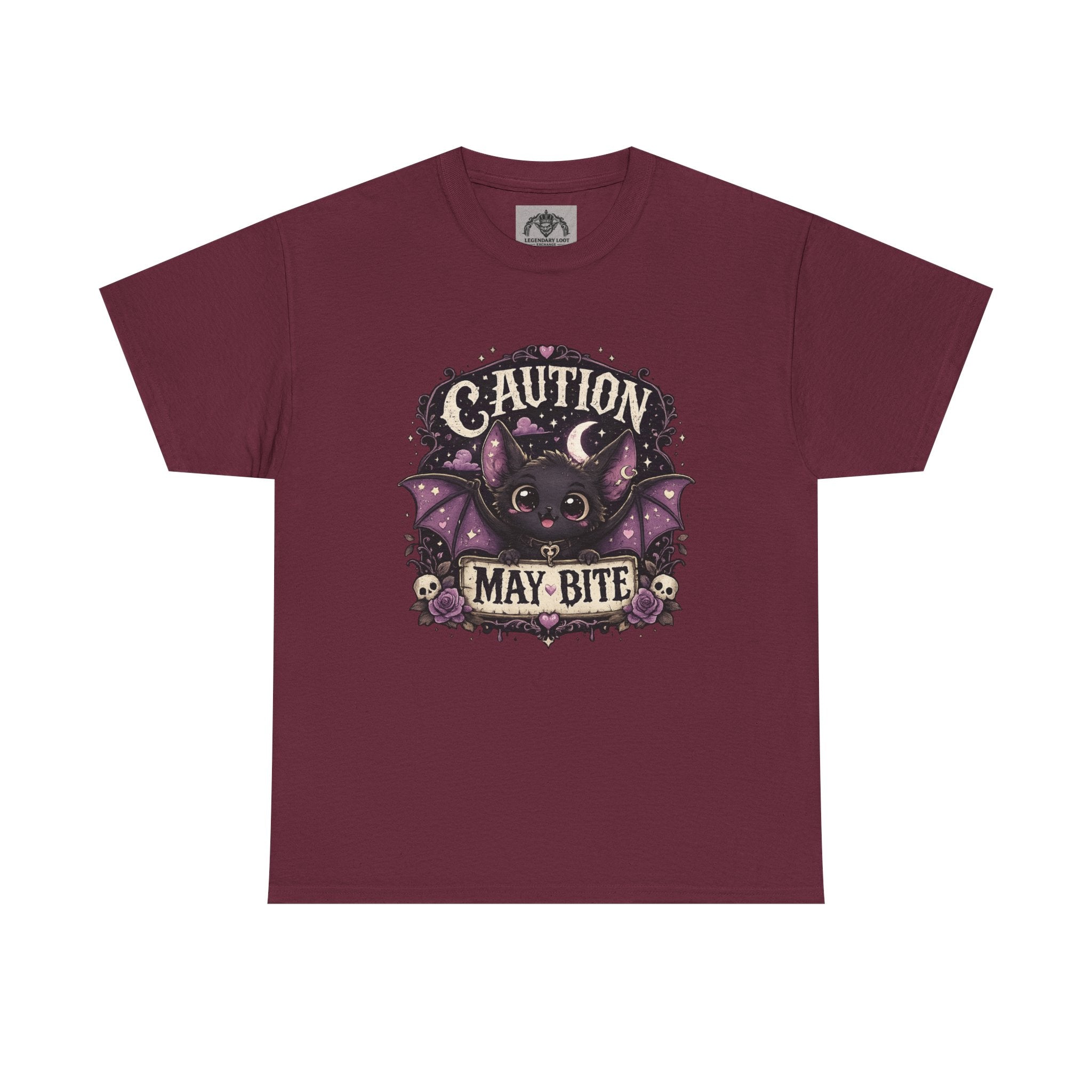 Caution May Bite Bat T-Shirt — Cute Gothic Halloween Tee