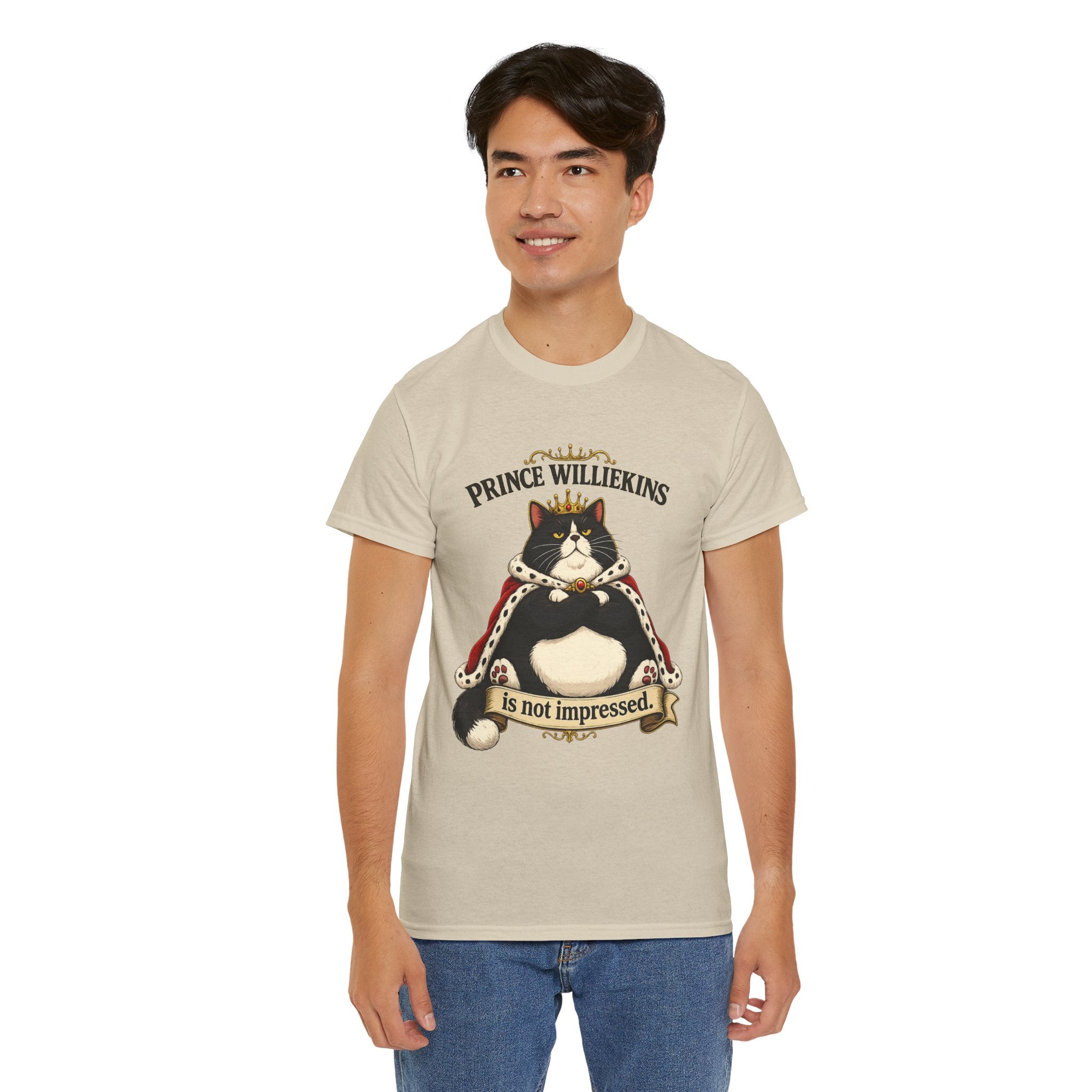 Cat T-Shirt — “Prince Williekins Is Not Impressed” Royal Cat Graphic Tee