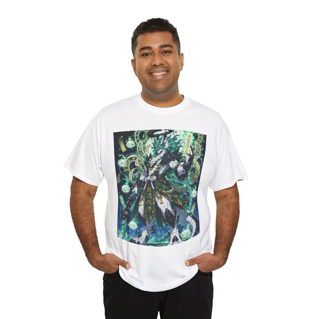 Mystic Forest Sorcerer T-Shirt | Fantasy Mage Illustration, Green Aura