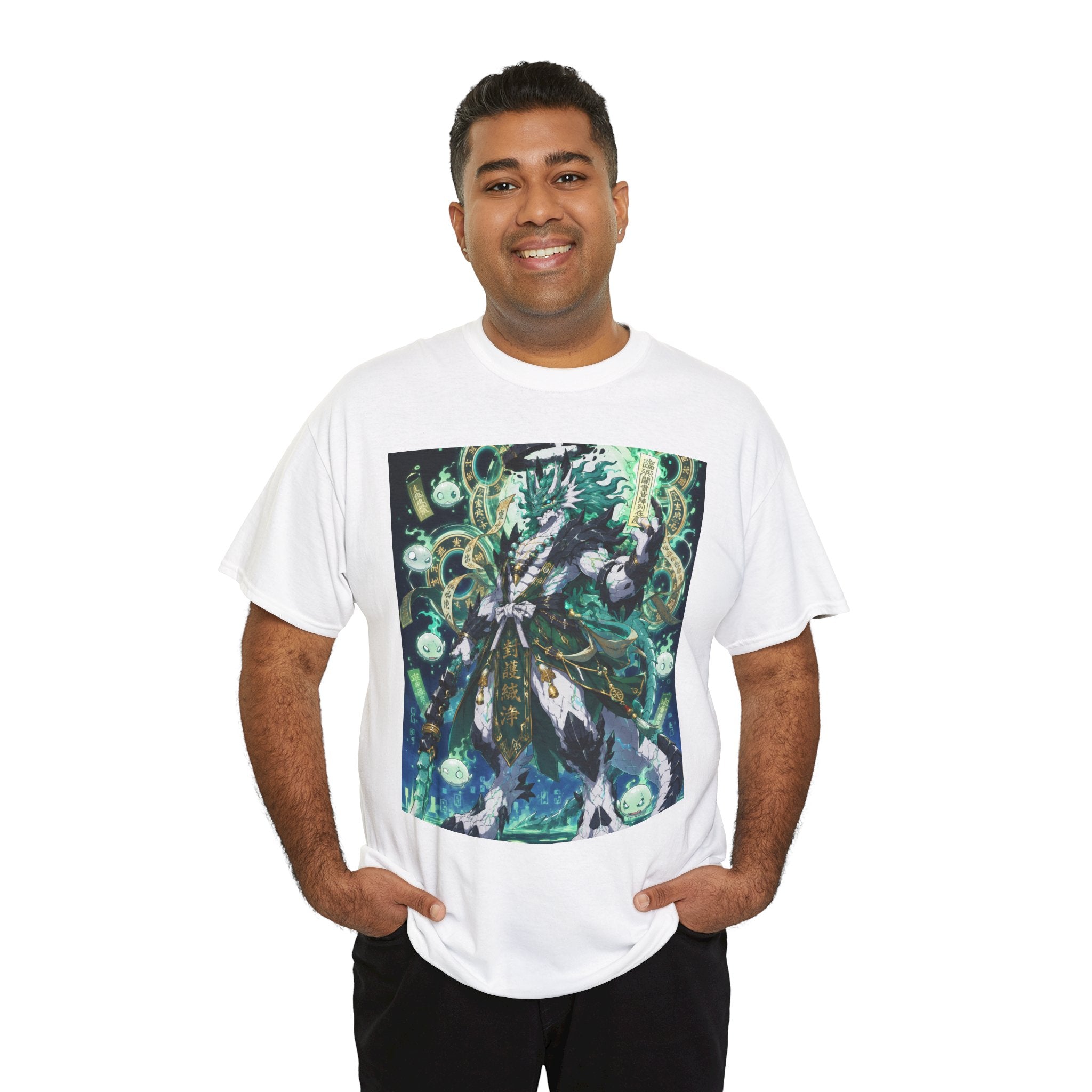Mystic Forest Sorcerer T-Shirt | Fantasy Mage Illustration, Green Aura