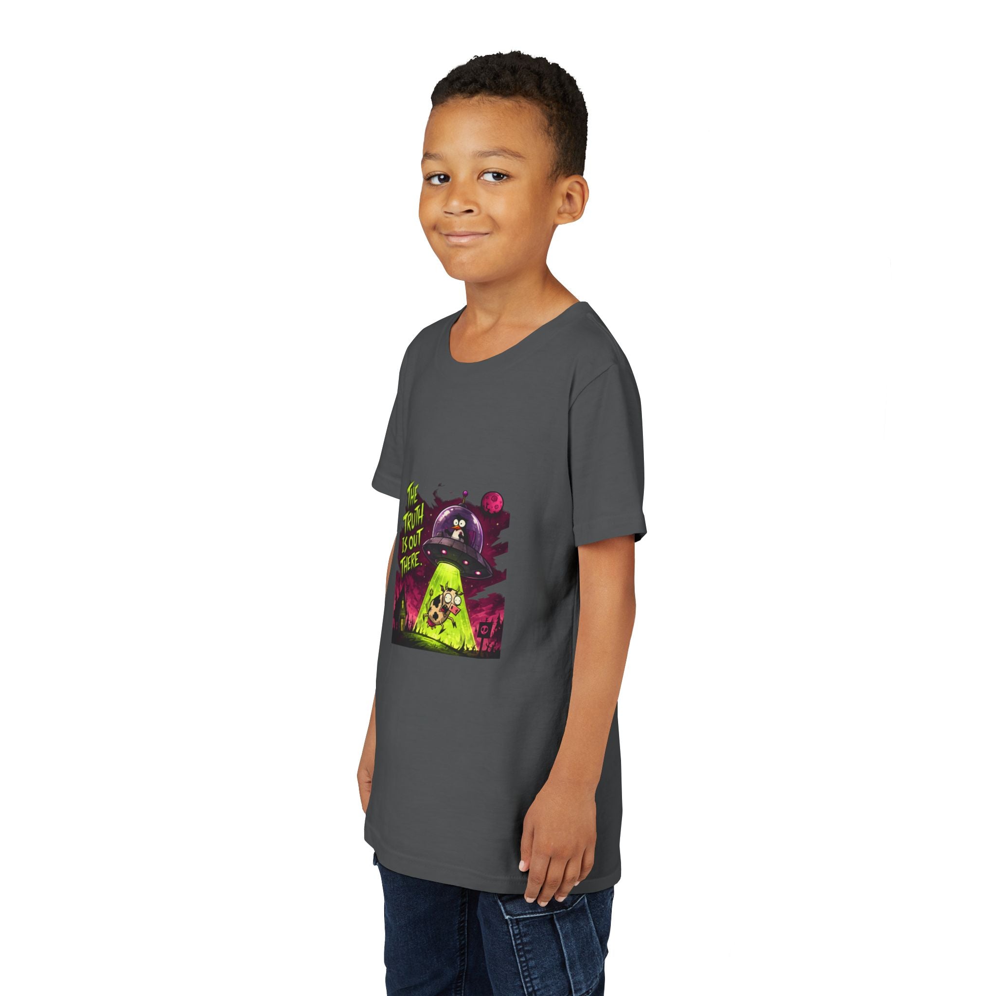 The Truth Is Out There Youth Tee | Alien UFO Graphic | Penguin | Cow