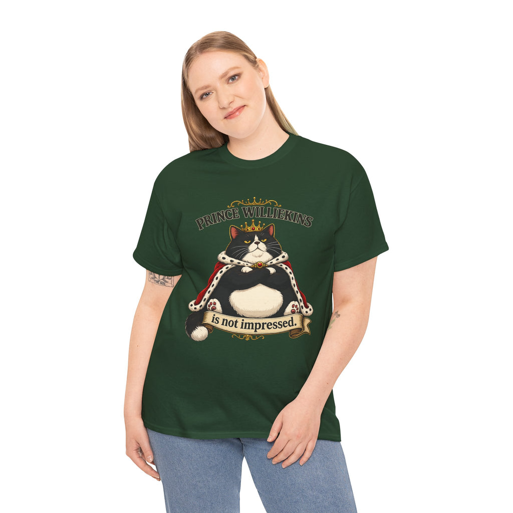Cat T-Shirt — “Prince Williekins Is Not Impressed” Royal Cat Graphic Tee