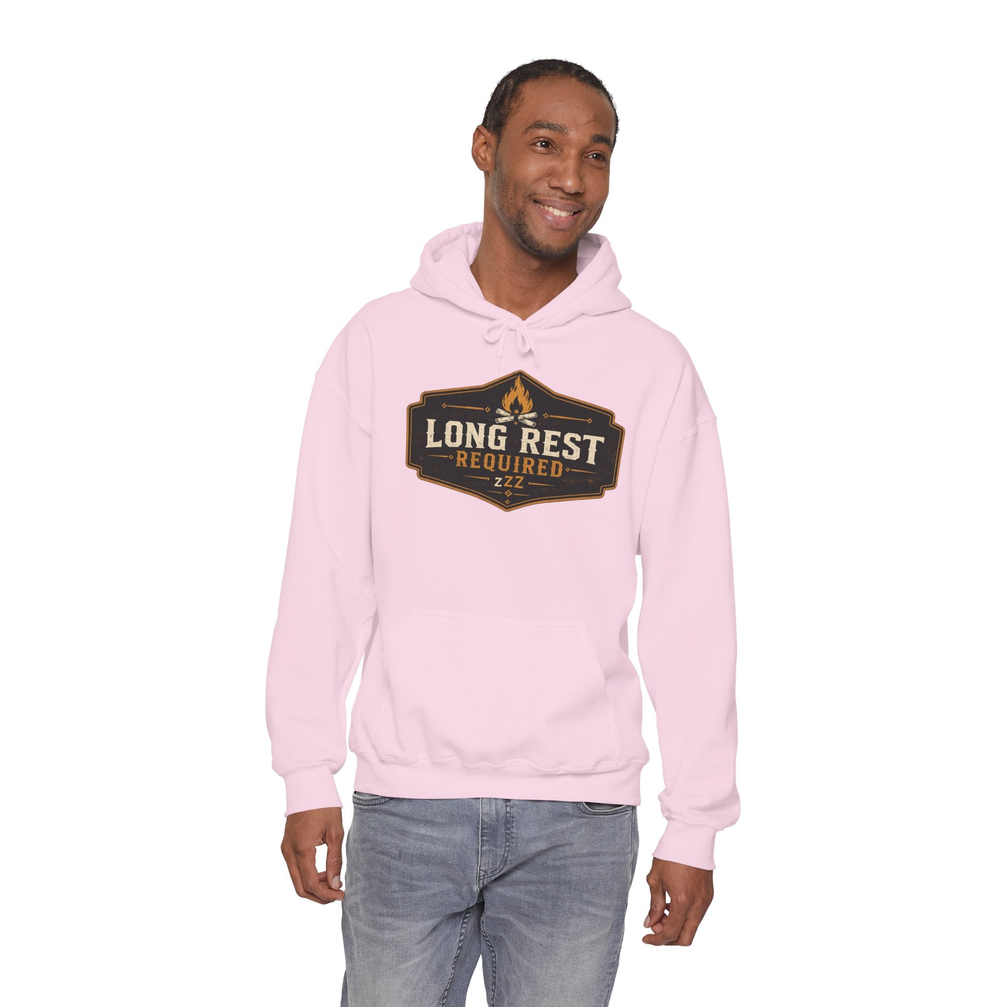 Long Rest Required Hoodie — Camping Campfire Graphic Pullover