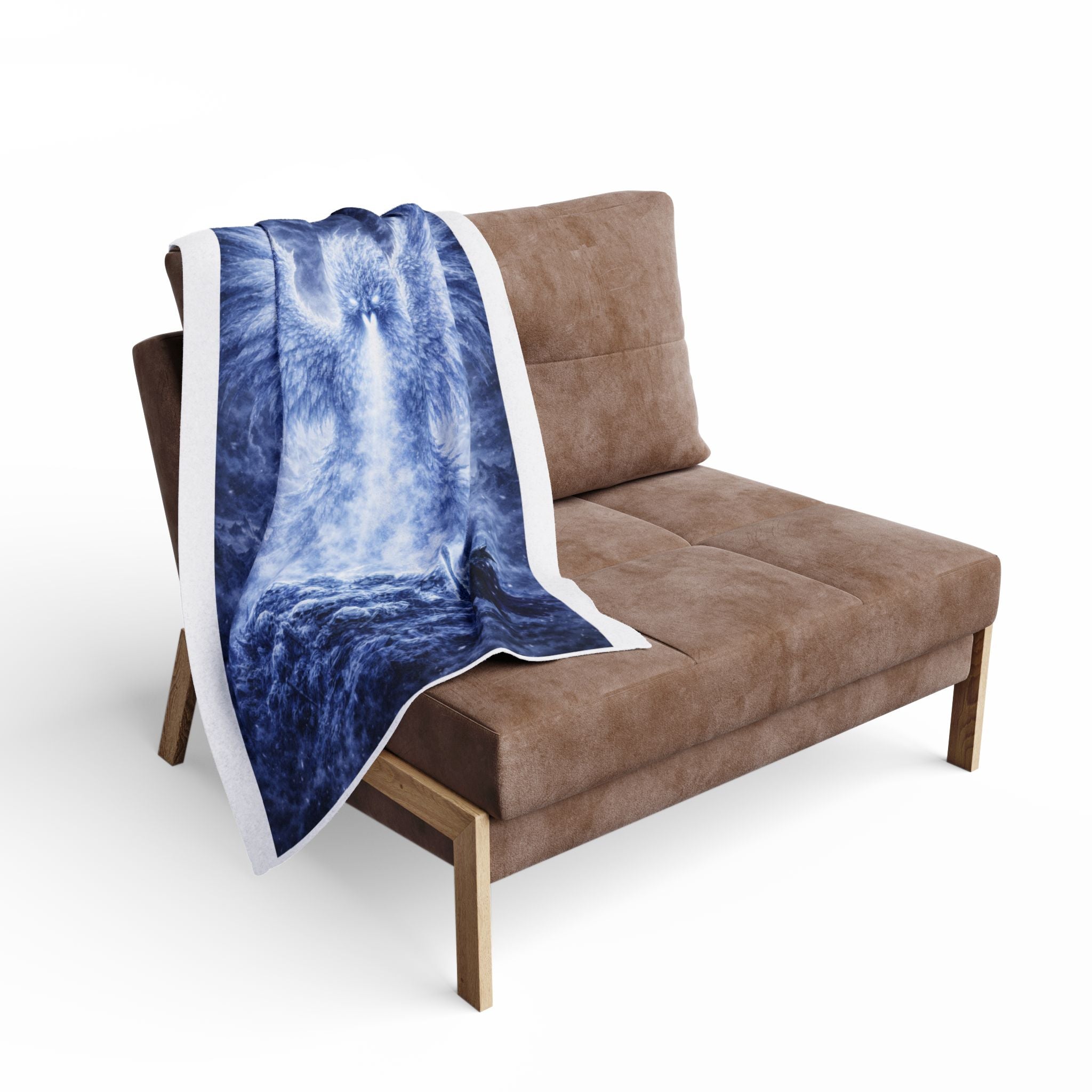 Arctic Phoenix Fleece Blanket | Fantasy Ice Bird Throw | Cozy Gamer Blanket