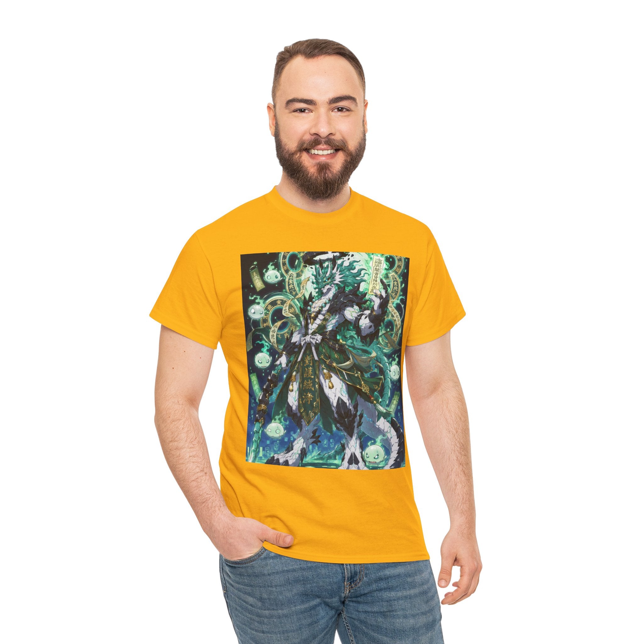 Mystic Forest Sorcerer T-Shirt | Fantasy Mage Illustration, Green Aura