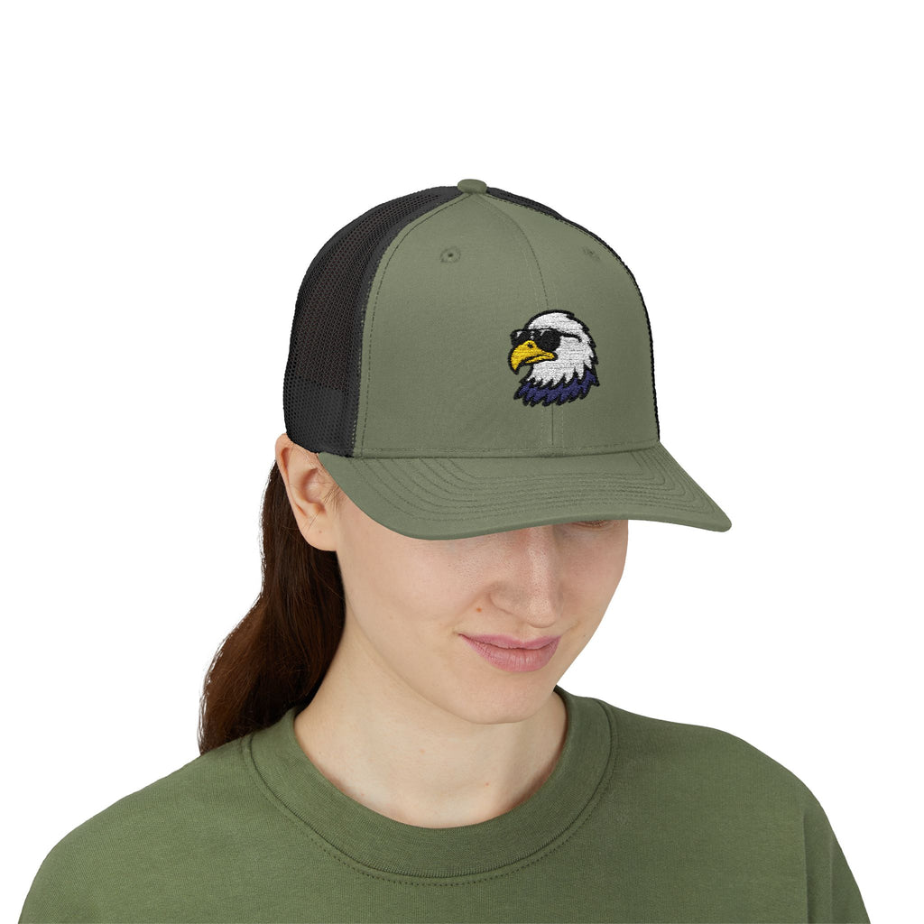 Eagle Head Embroidered Snapback Trucker Cap — Patriotic Mesh Baseball Hat