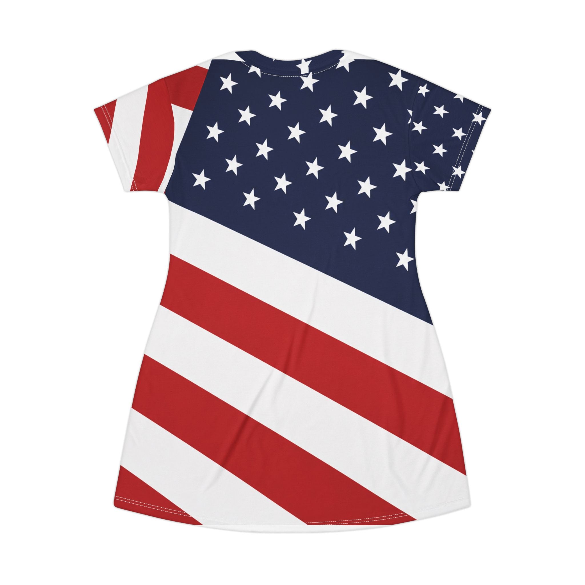 American Flag T‑Shirt Dress — All‑Over Print Patriotic Stars & Stripes