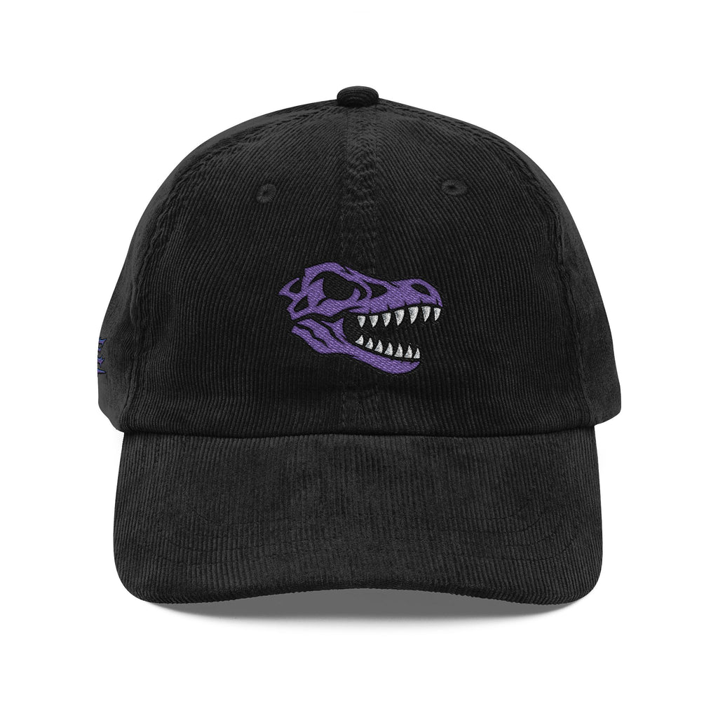 Vintage Corduroy Baseball Cap — Embroidered Purple Dino Skull