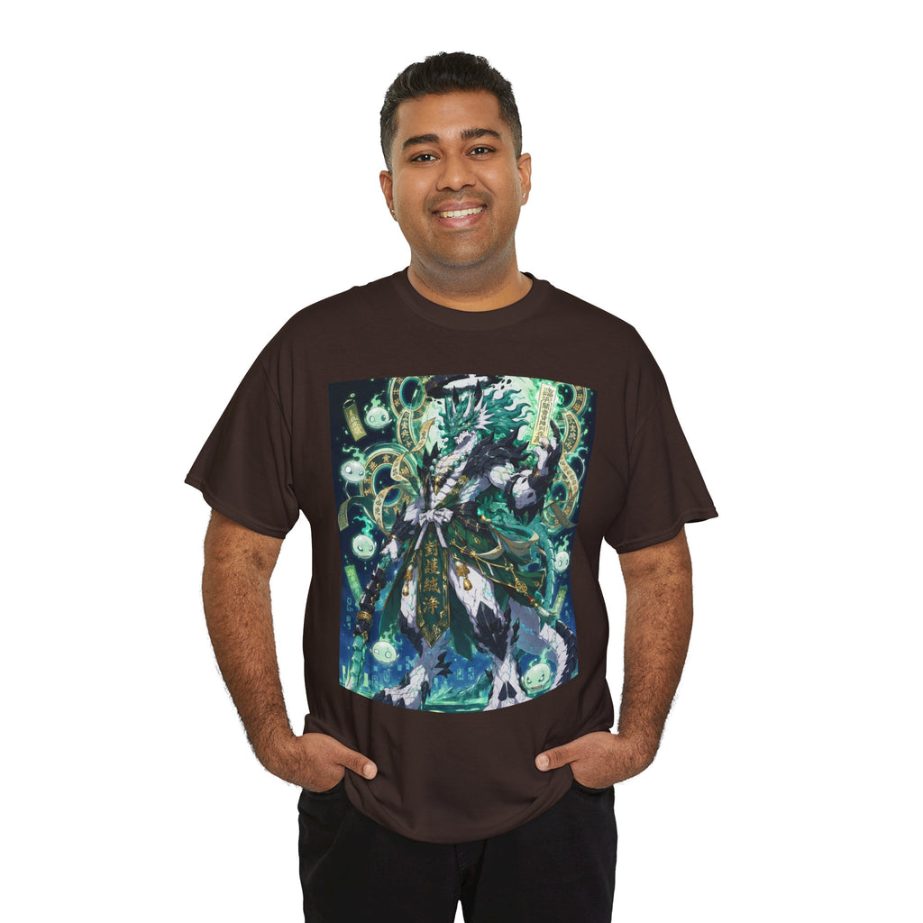 Mystic Forest Sorcerer T-Shirt | Fantasy Mage Illustration, Green Aura