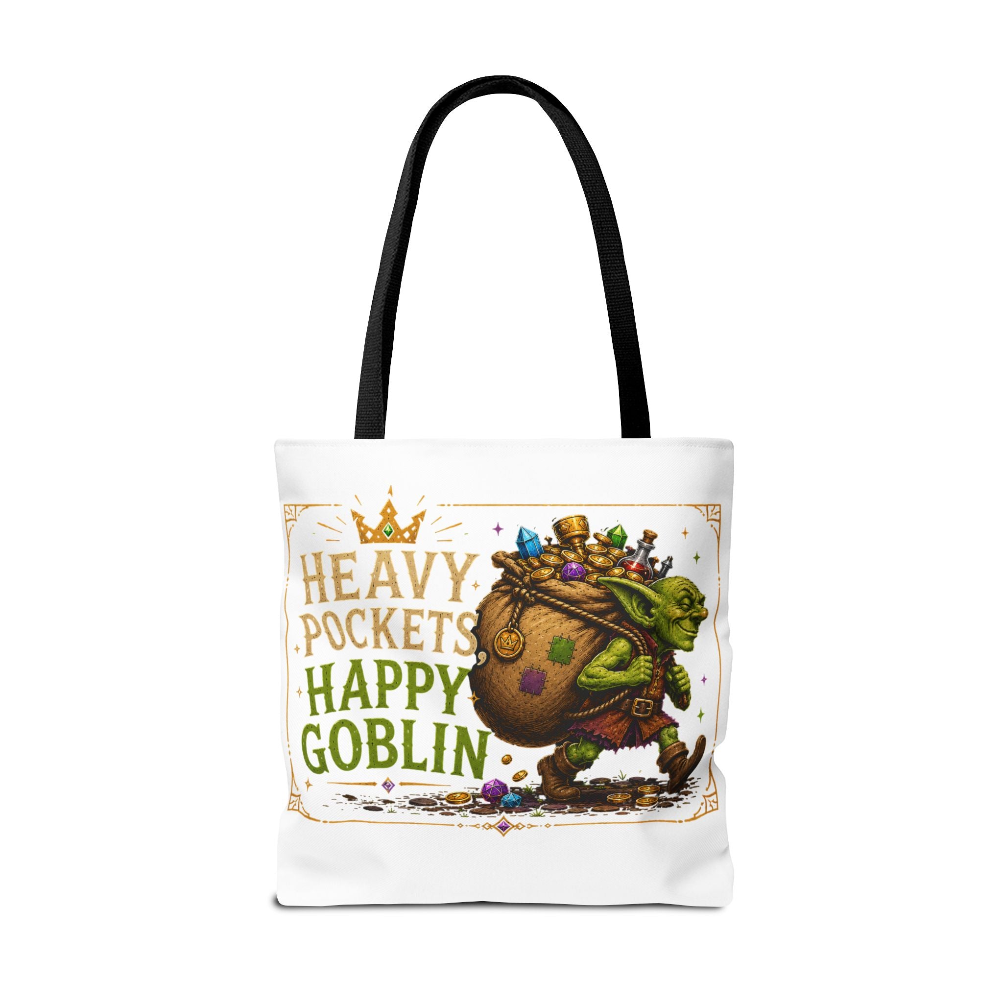 Heavy Pockets Happy Goblin Tote Bag — Fantasy Goblin Illustration Reusable Shopper