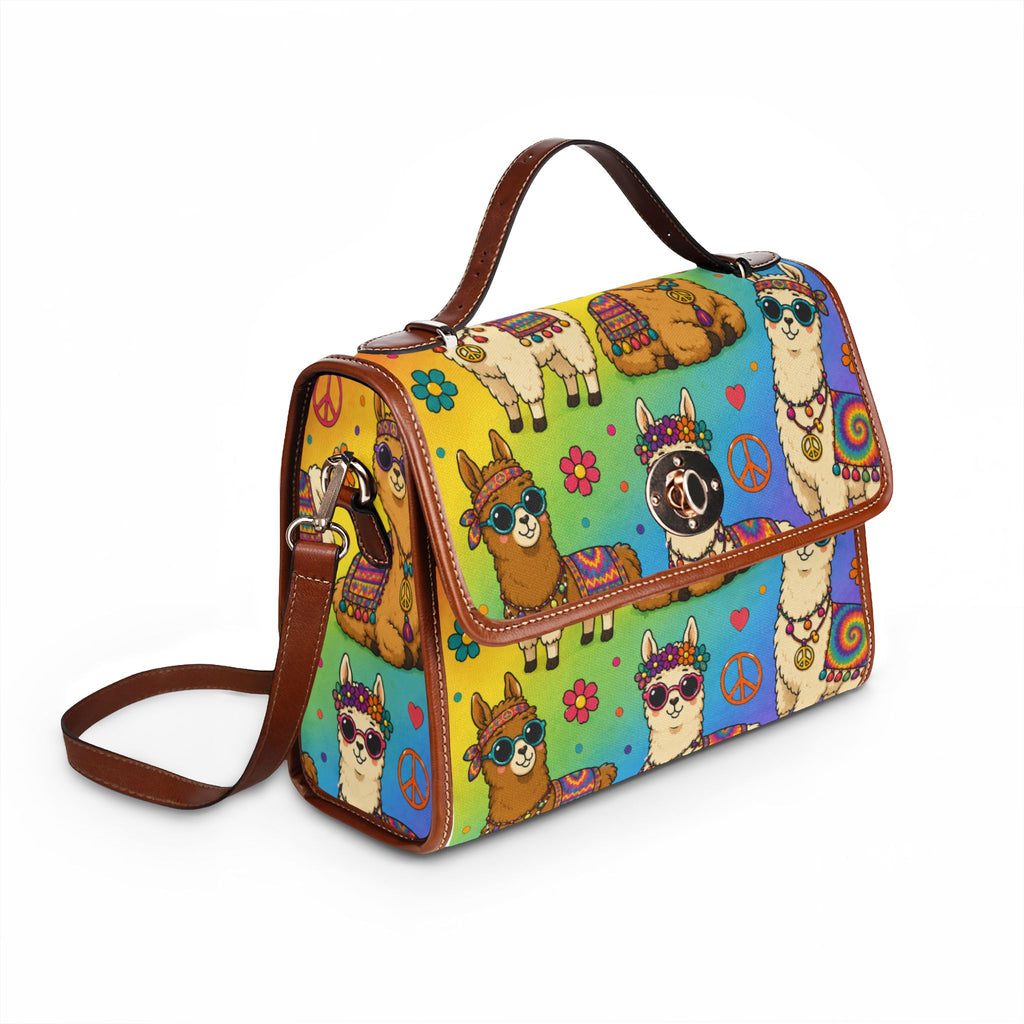 Colorful Psychedelic Llama Pattern Waterproof Canvas Bag