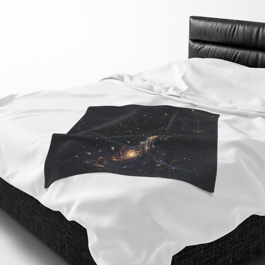 Galaxy Dragon Plush Blanket — Starry Constellation Velveteen Throw