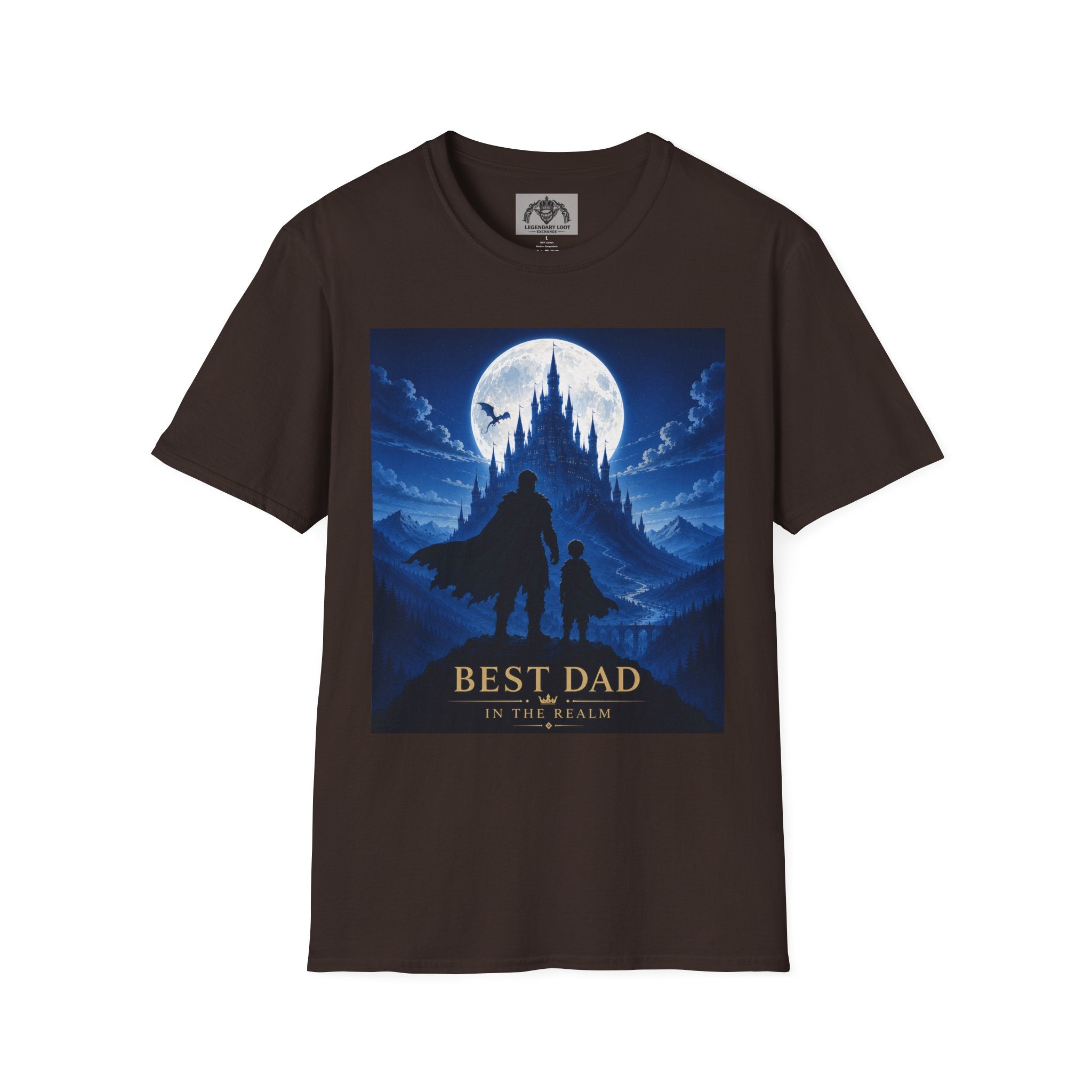 Best Dad Fantasy Castle T-Shirt | Father and Child Silhouette, Moonlit Adventure