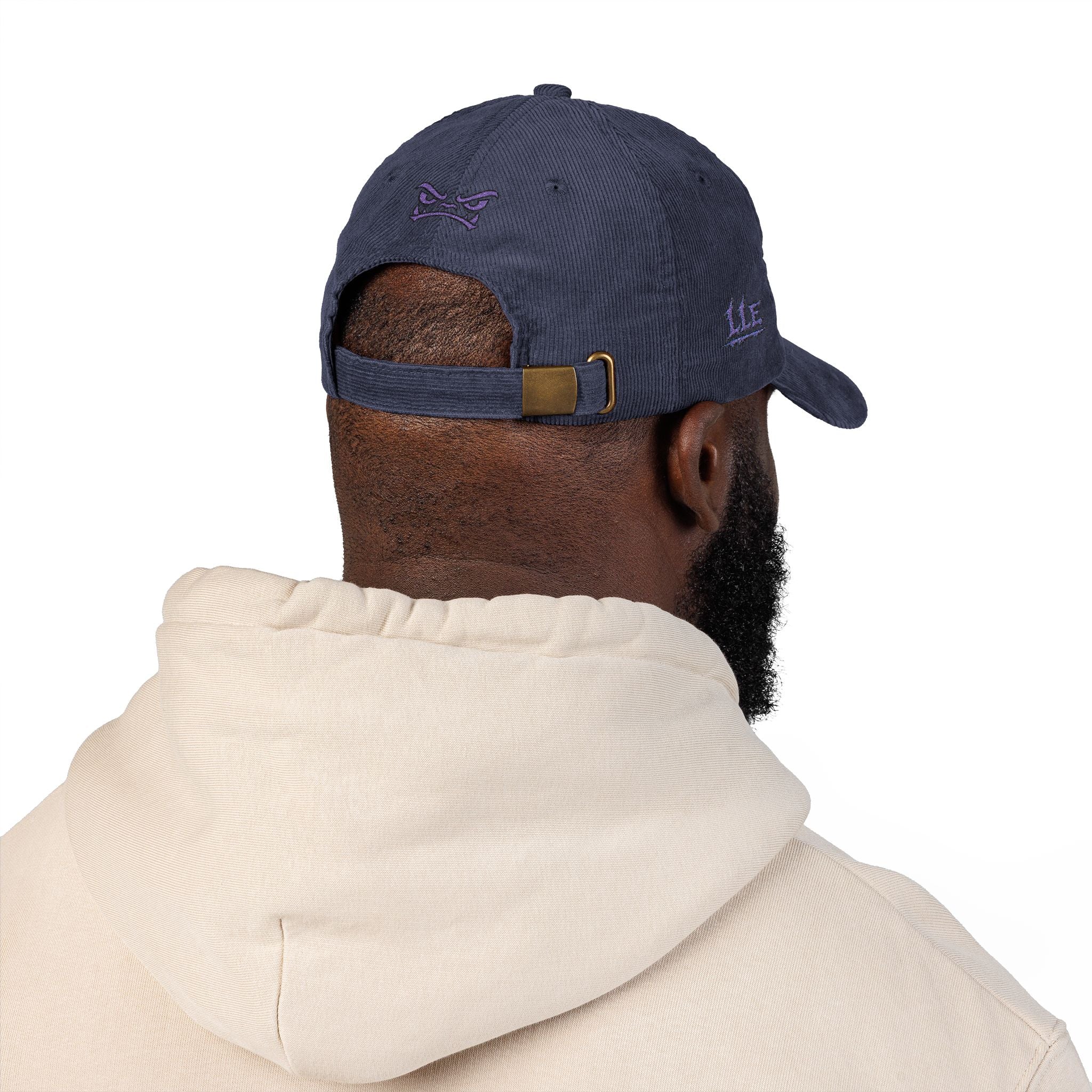 Vintage Corduroy Baseball Cap — Embroidered Purple Dino Skull