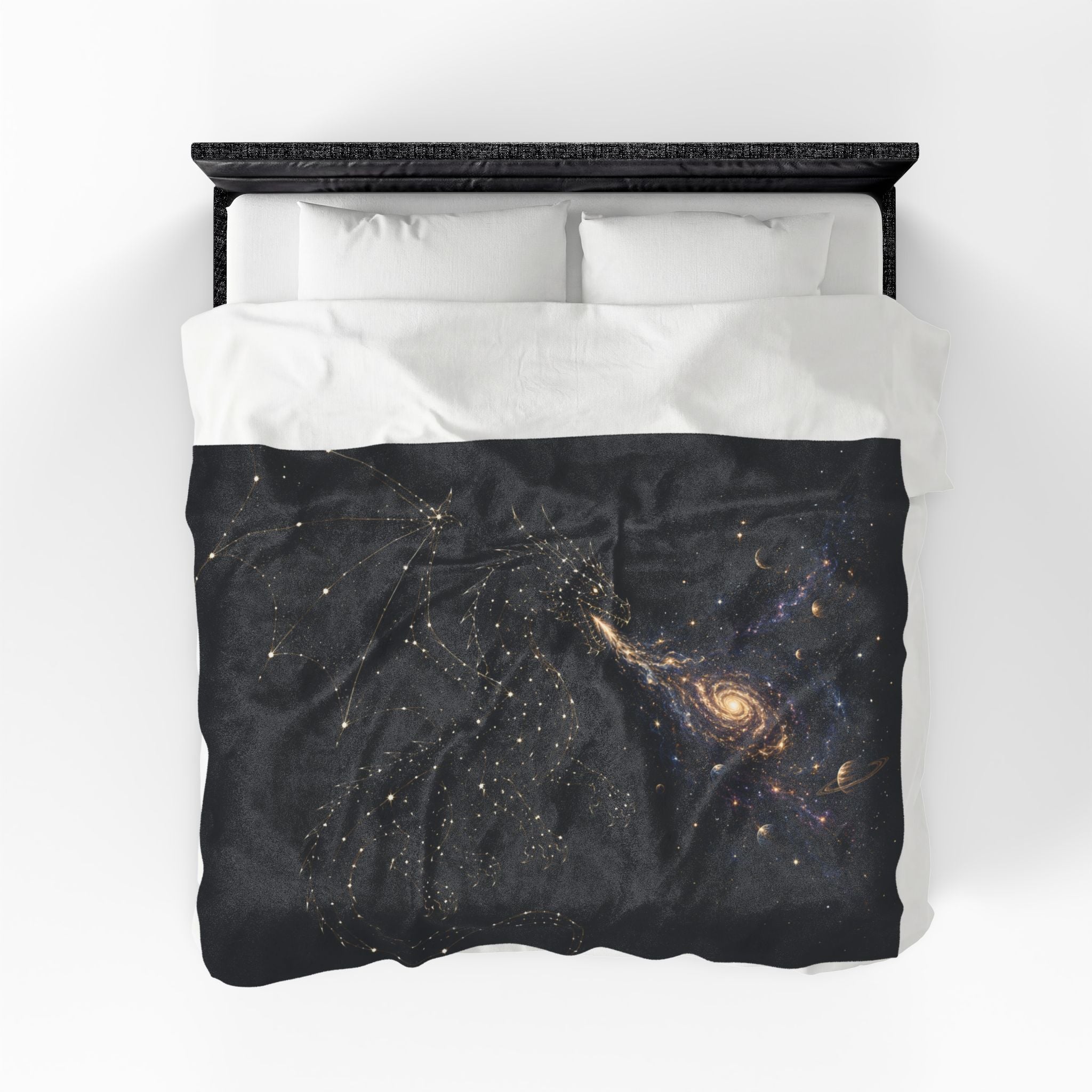 Galaxy Dragon Plush Blanket — Starry Constellation Velveteen Throw