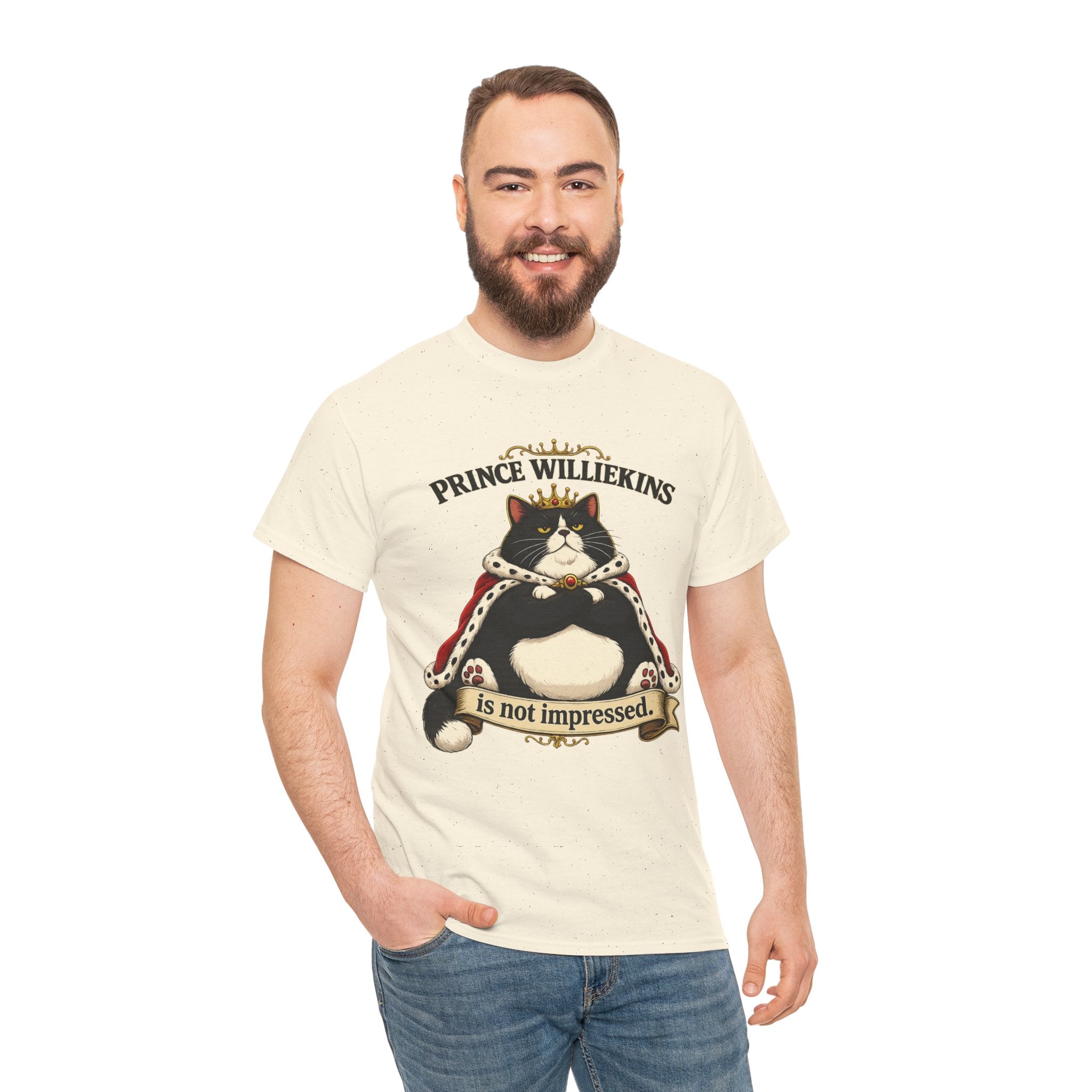 Cat T-Shirt — “Prince Williekins Is Not Impressed” Royal Cat Graphic Tee