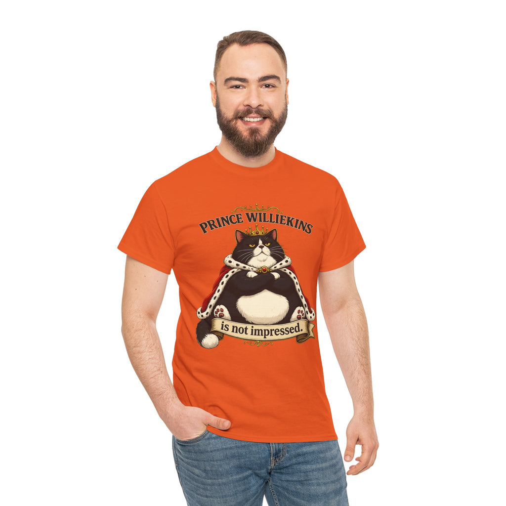 Cat T-Shirt — “Prince Williekins Is Not Impressed” Royal Cat Graphic Tee