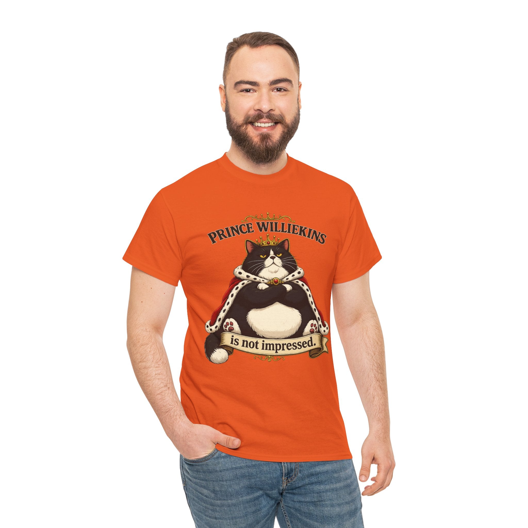 Cat T-Shirt — “Prince Williekins Is Not Impressed” Royal Cat Graphic Tee