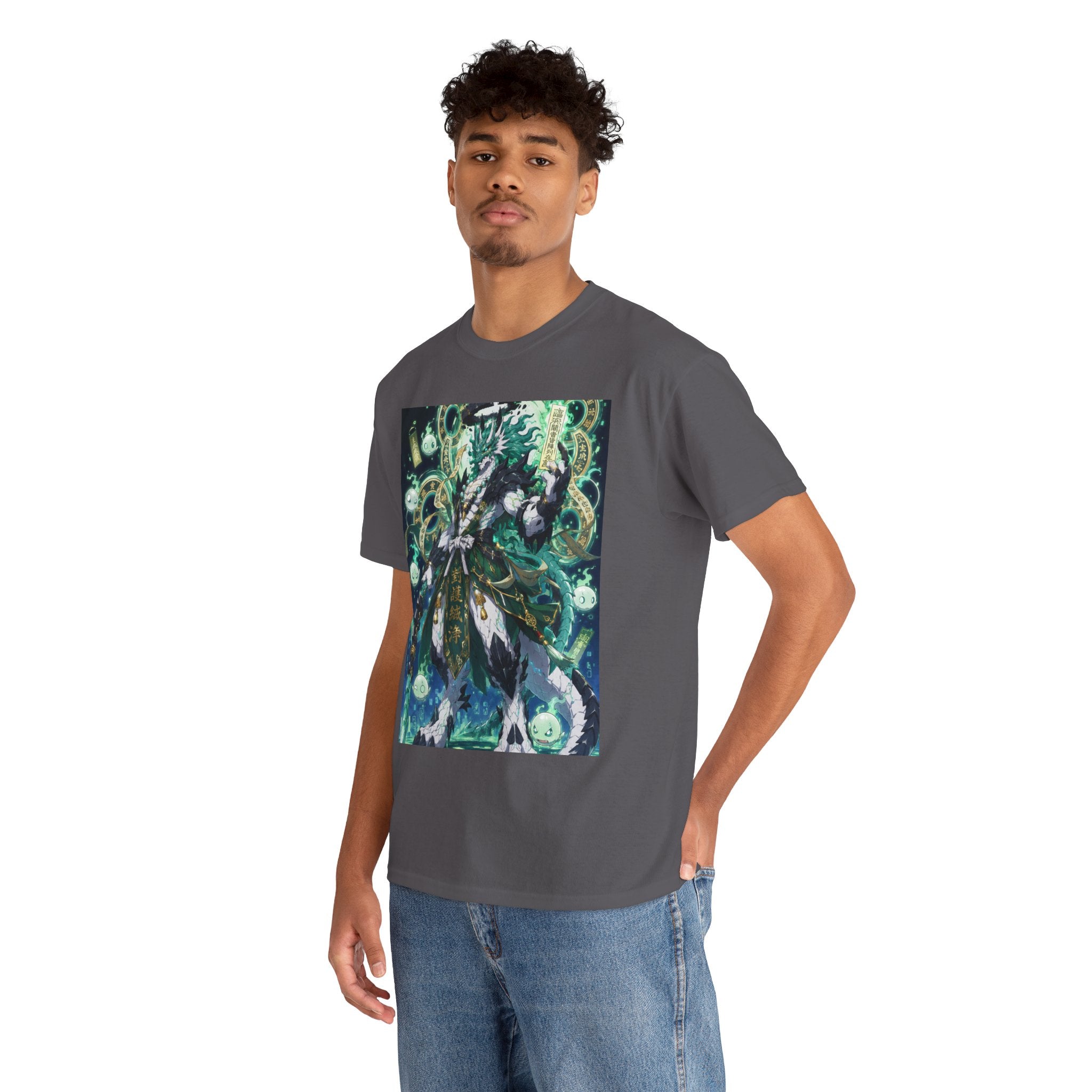 Mystic Forest Sorcerer T-Shirt | Fantasy Mage Illustration, Green Aura