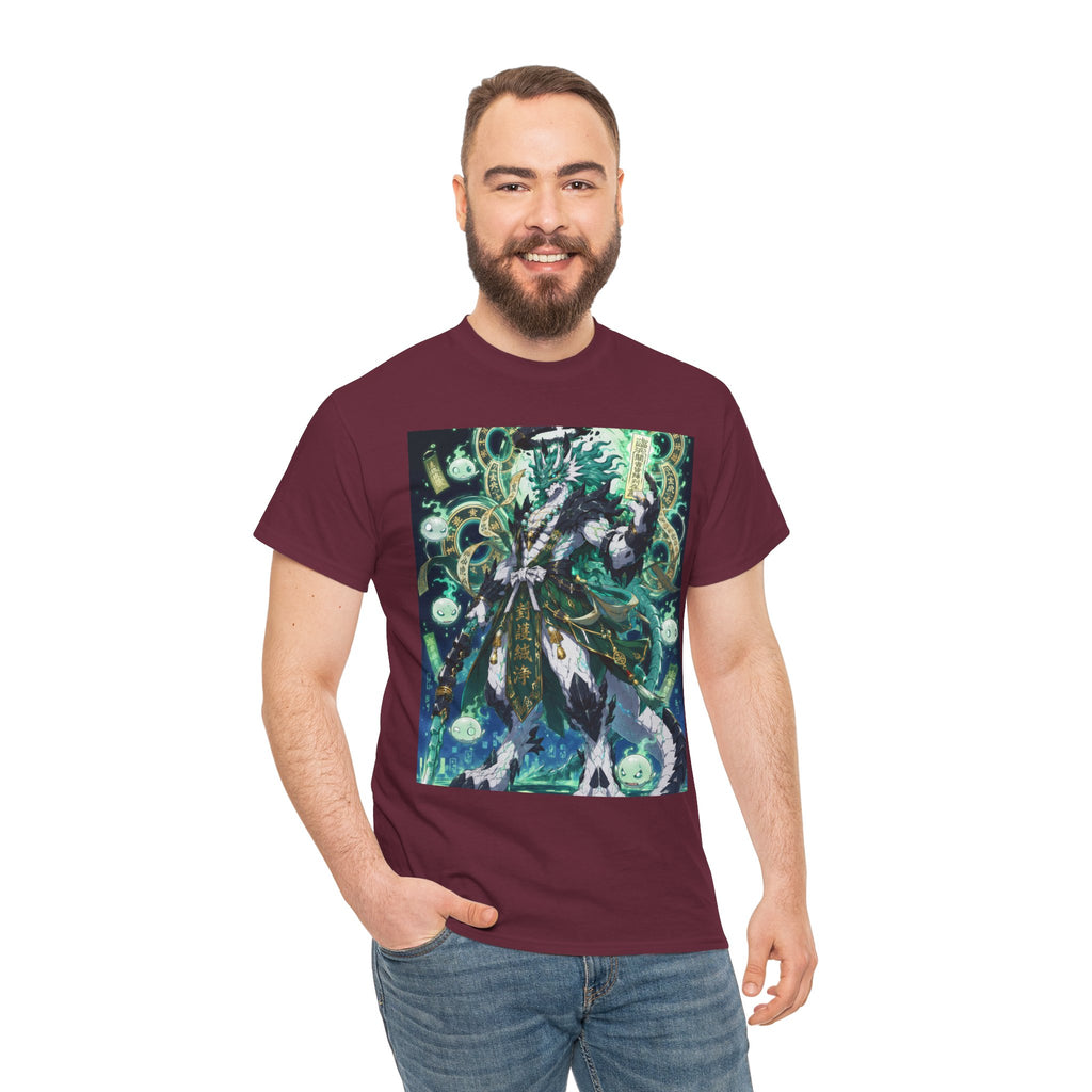 Mystic Forest Sorcerer T-Shirt | Fantasy Mage Illustration, Green Aura