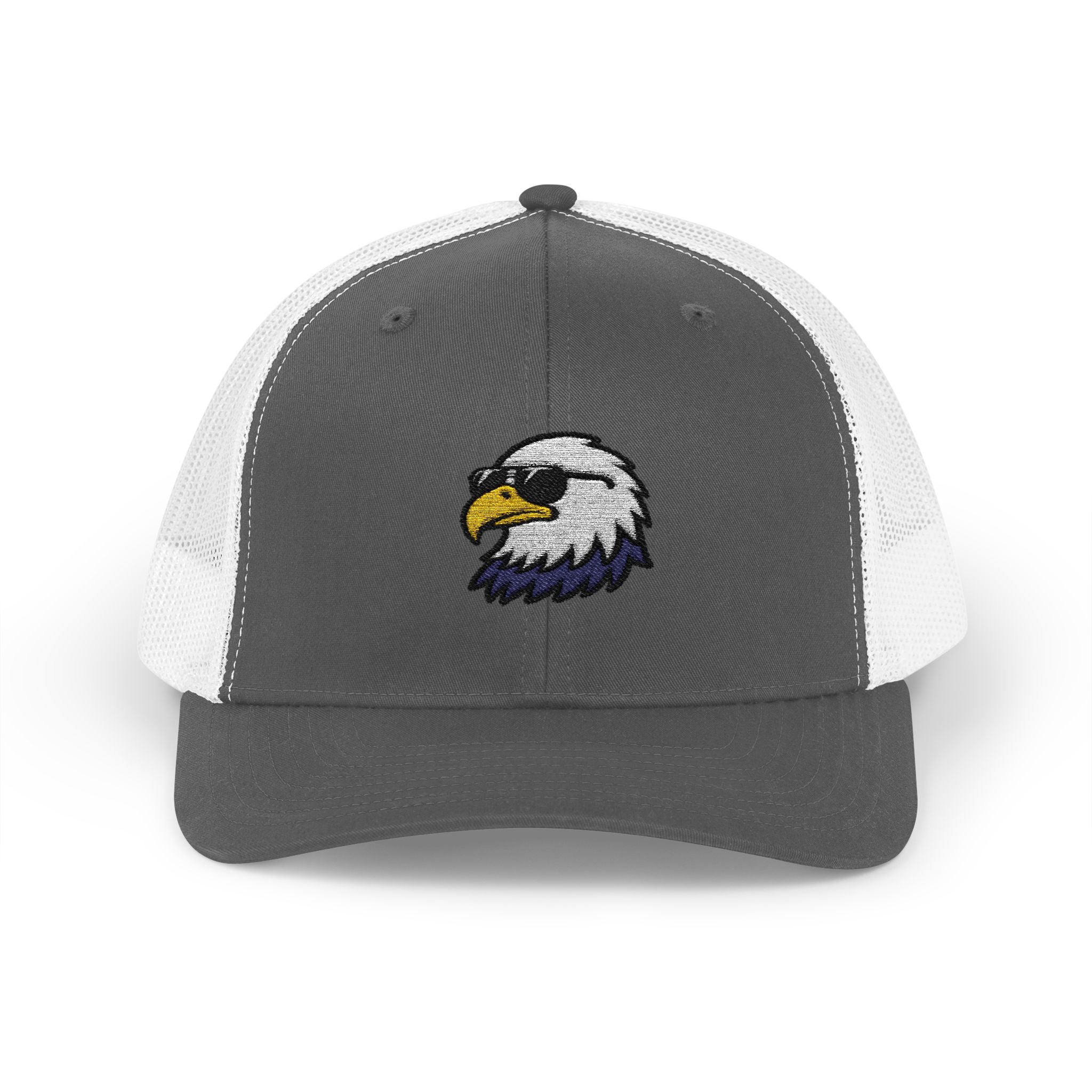 Eagle Head Embroidered Snapback Trucker Cap — Patriotic Mesh Baseball Hat