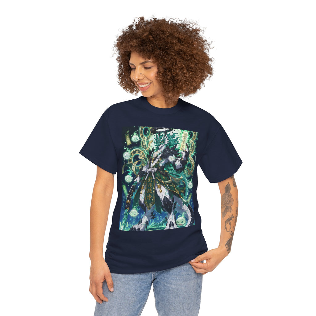 Mystic Forest Sorcerer T-Shirt | Fantasy Mage Illustration, Green Aura