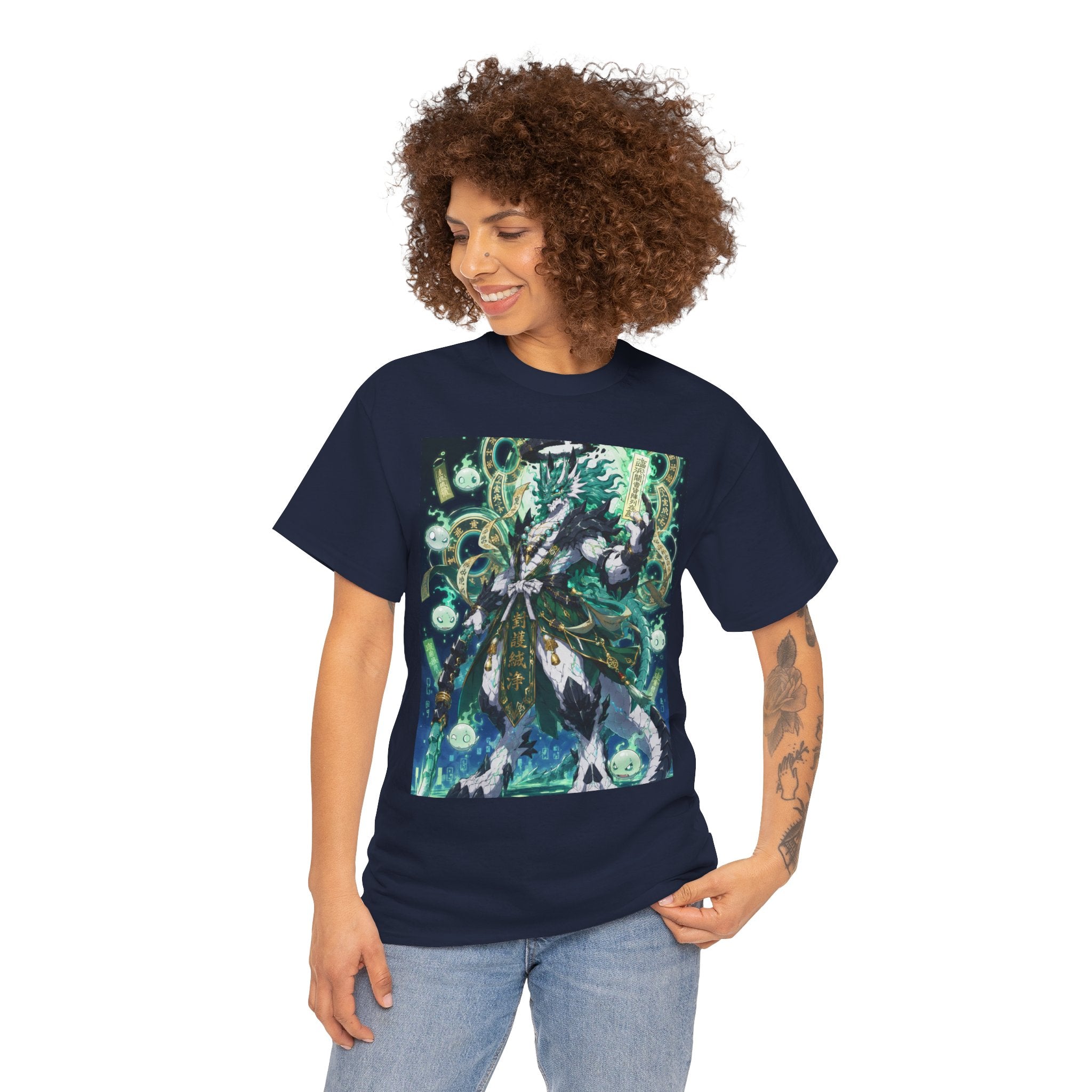 Mystic Forest Sorcerer T-Shirt | Fantasy Mage Illustration, Green Aura