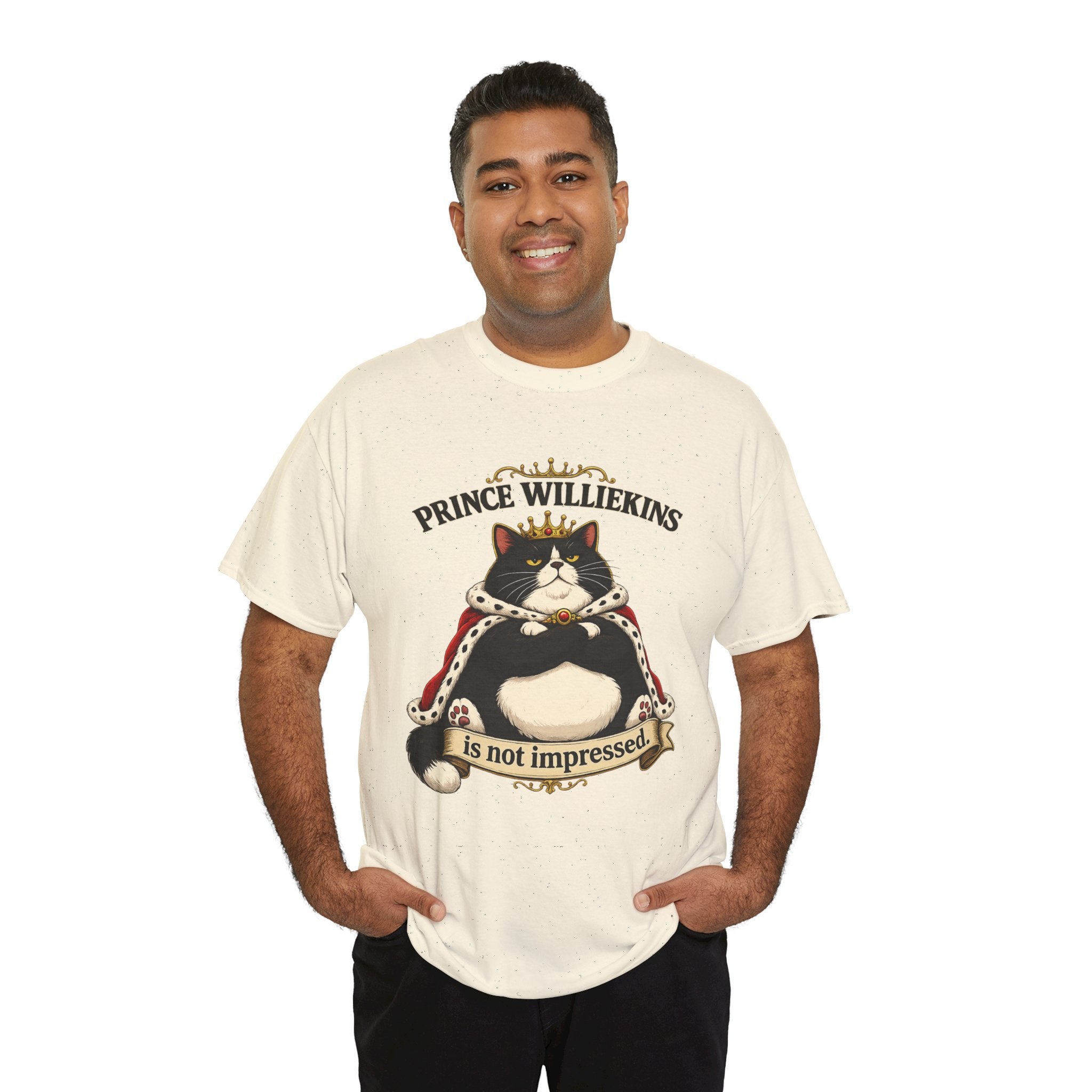 Cat T-Shirt — “Prince Williekins Is Not Impressed” Royal Cat Graphic Tee