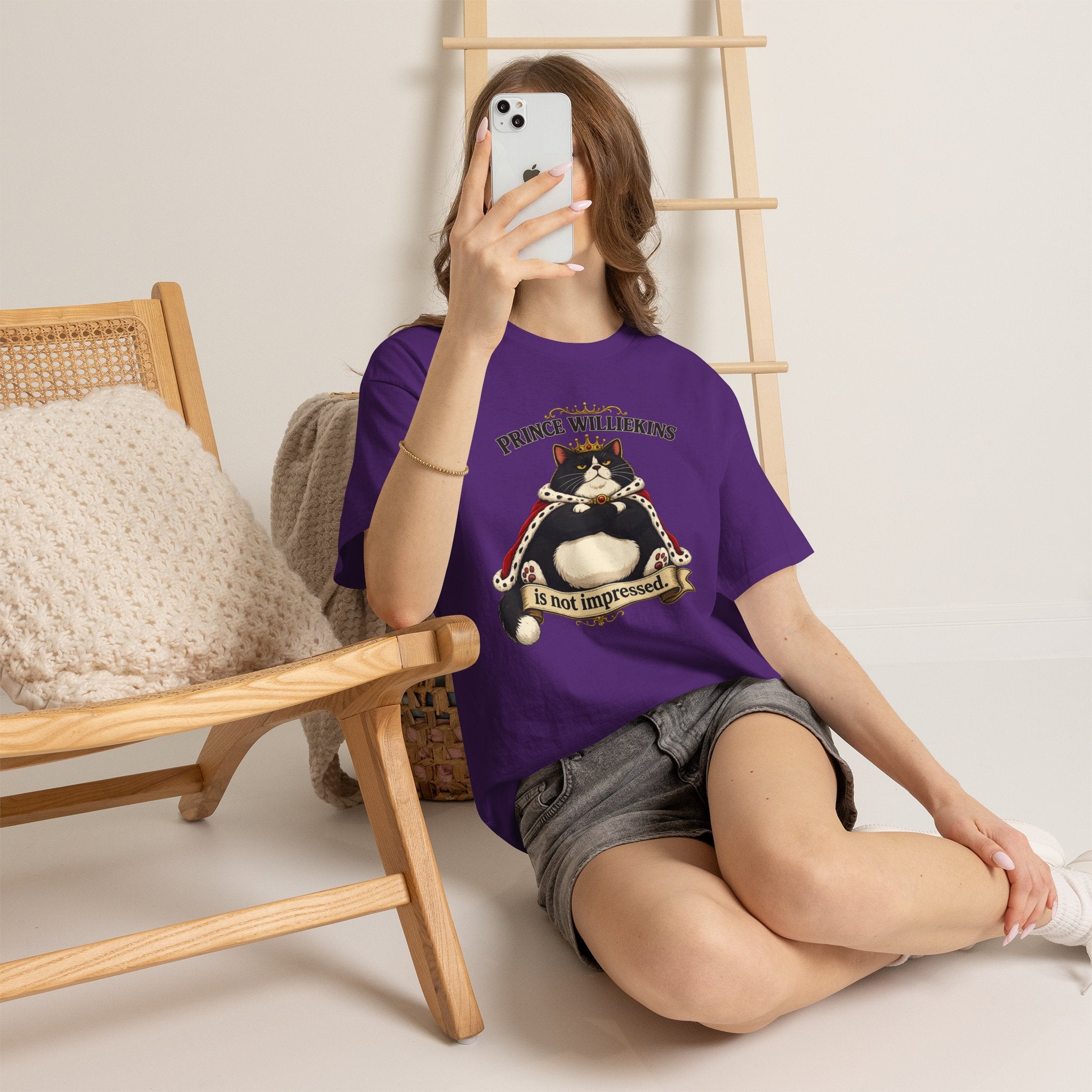 Cat T-Shirt — “Prince Williekins Is Not Impressed” Royal Cat Graphic Tee