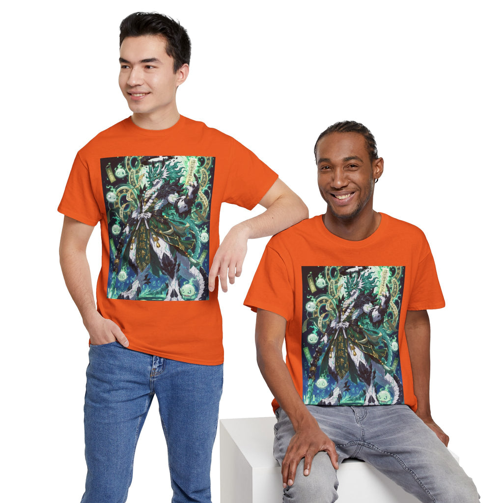 Mystic Forest Sorcerer T-Shirt | Fantasy Mage Illustration, Green Aura