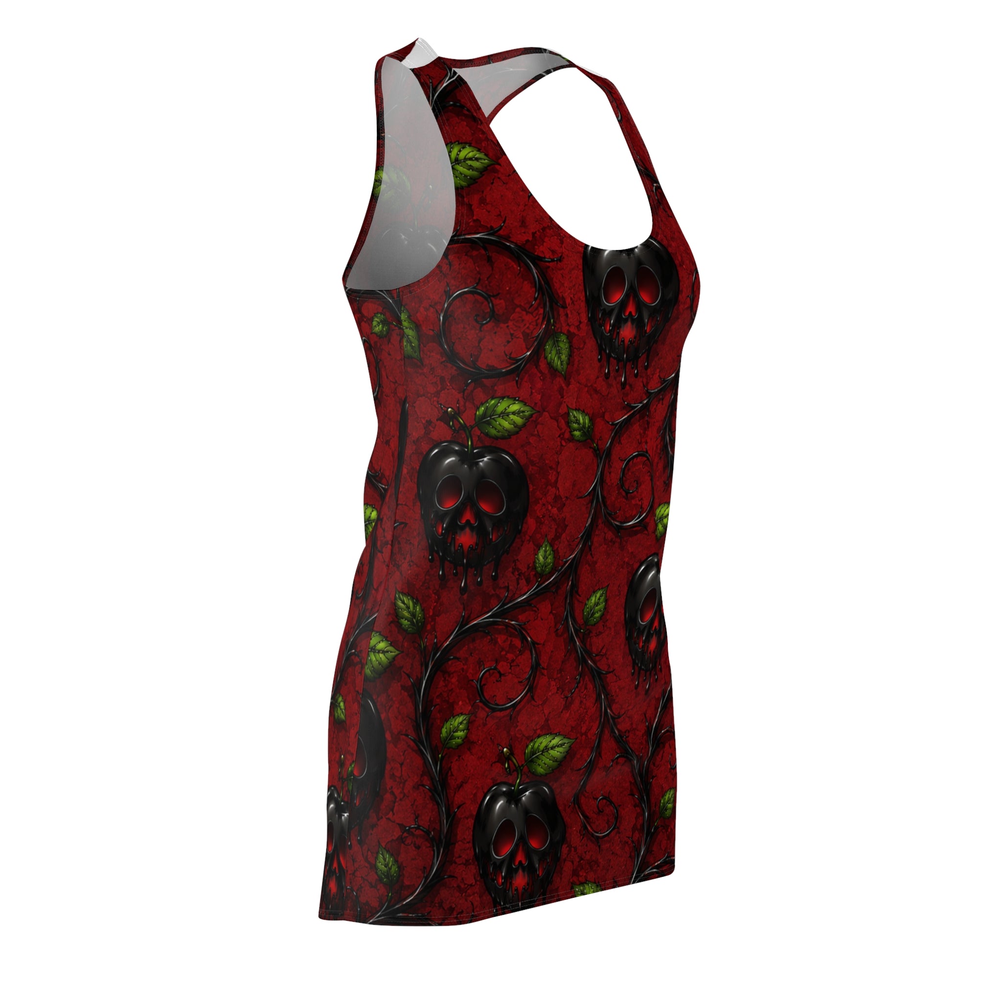 Poison Apple Skull Pattern Racerback Dress | Dark Gothic Floral