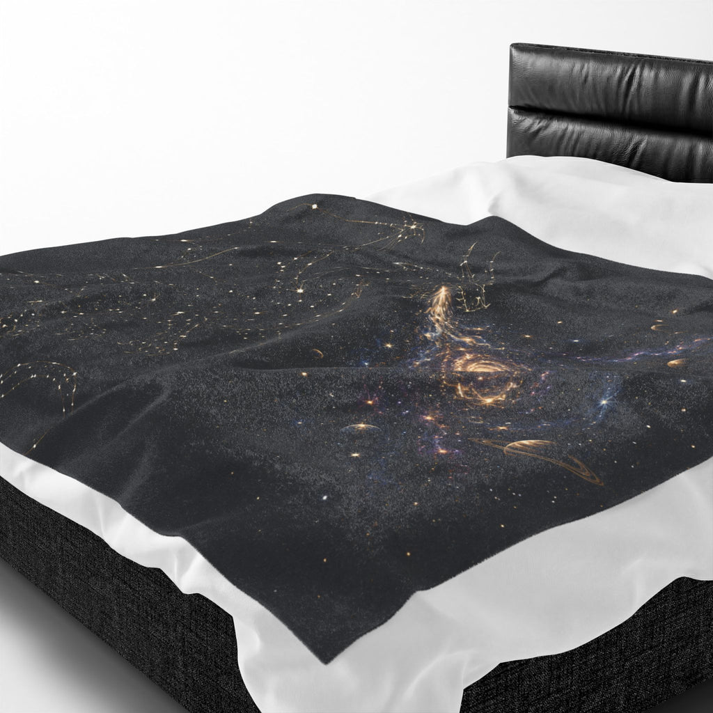 Galaxy Dragon Plush Blanket — Starry Constellation Velveteen Throw