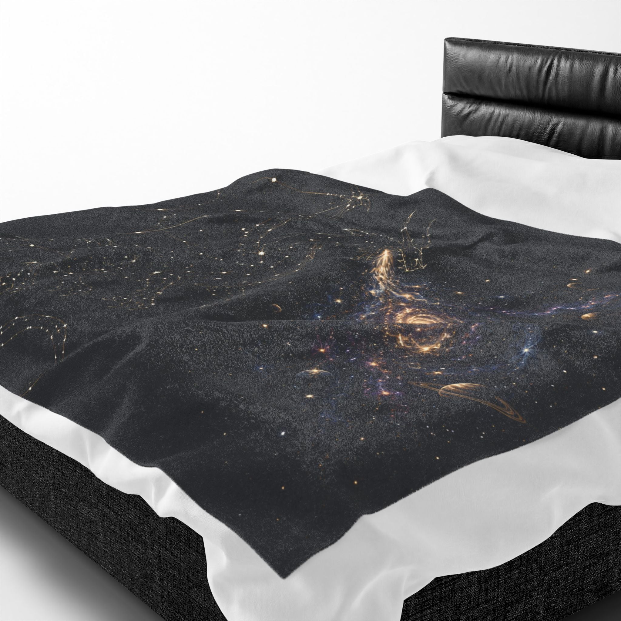 Galaxy Dragon Plush Blanket — Starry Constellation Velveteen Throw