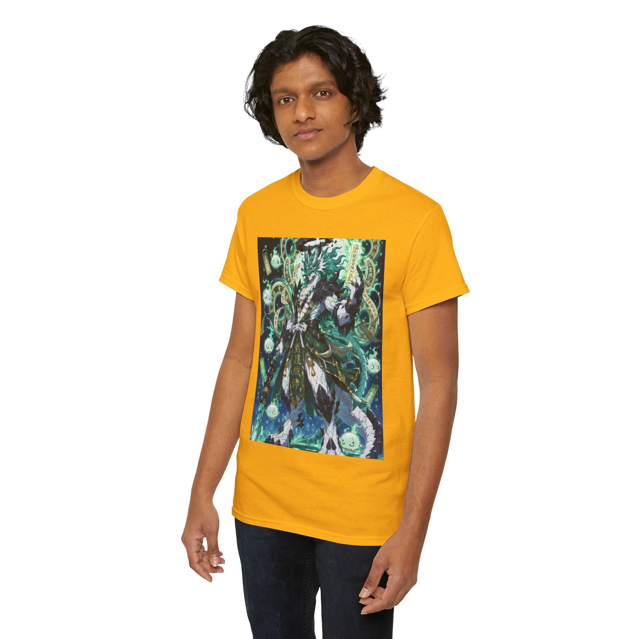 Mystic Forest Sorcerer T-Shirt | Fantasy Mage Illustration, Green Aura