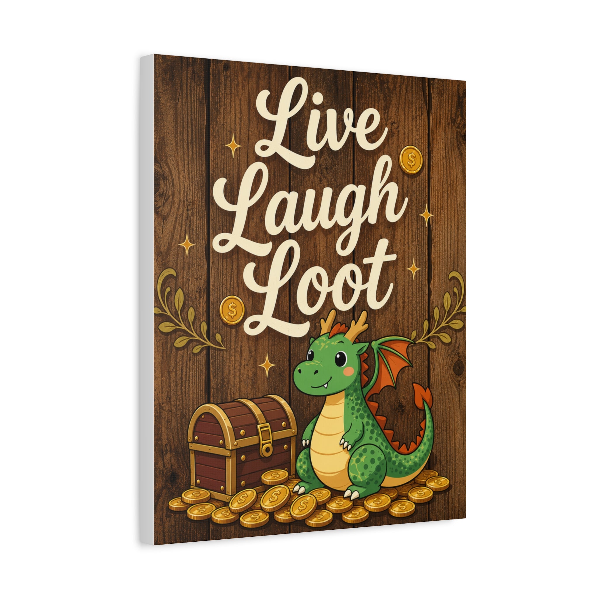 Live Laugh Loot Dragon Canvas