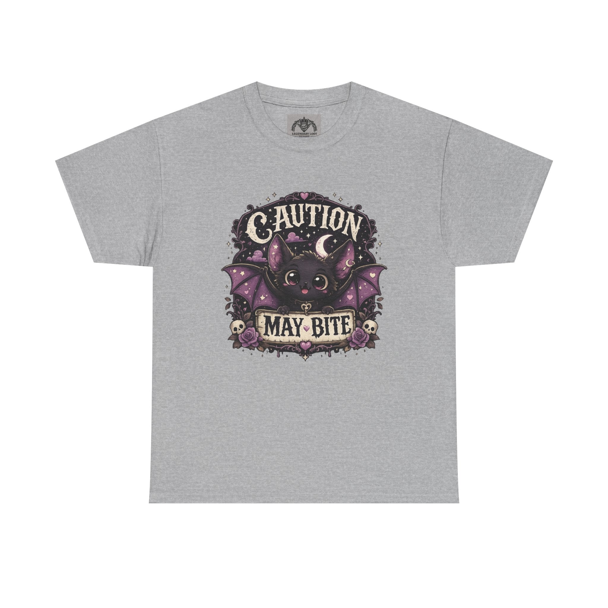Caution May Bite Bat T-Shirt — Cute Gothic Halloween Tee
