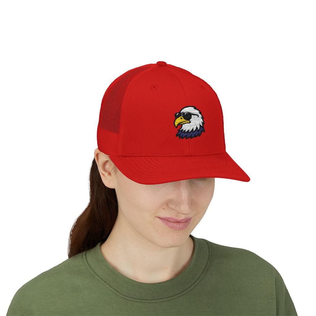 Eagle Head Embroidered Snapback Trucker Cap — Patriotic Mesh Baseball Hat