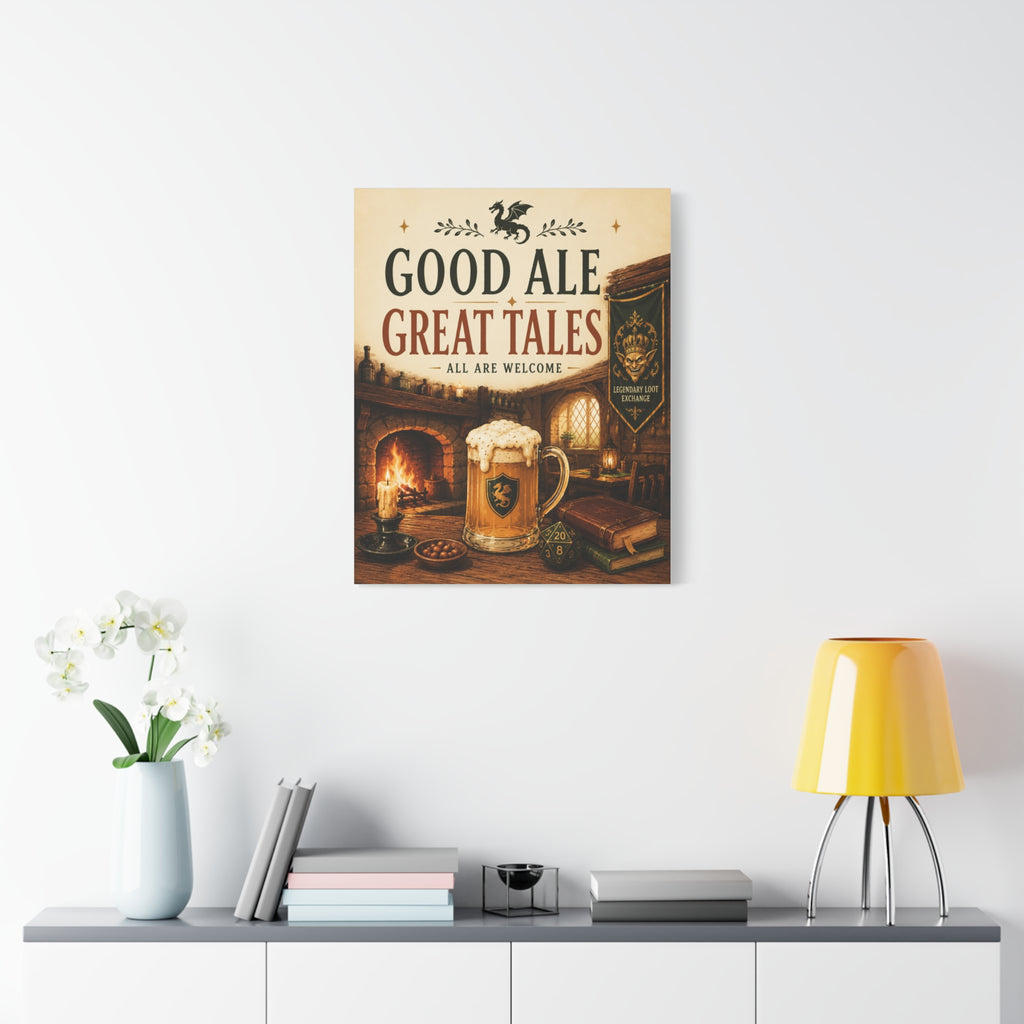 Good Ale Great Tales Canvas | Pub Fantasy Tavern Wall Art
