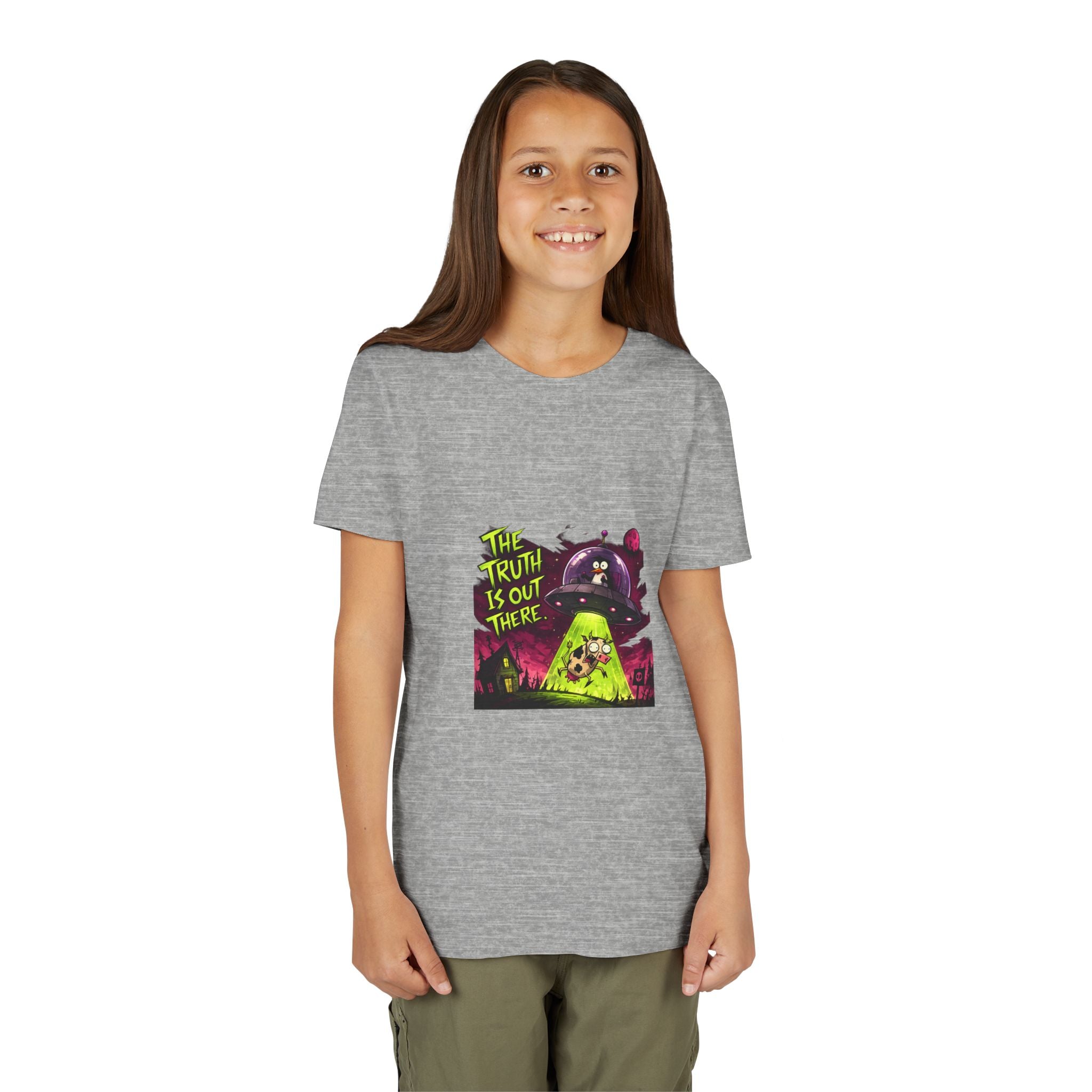The Truth Is Out There Youth Tee | Alien UFO Graphic | Penguin | Cow