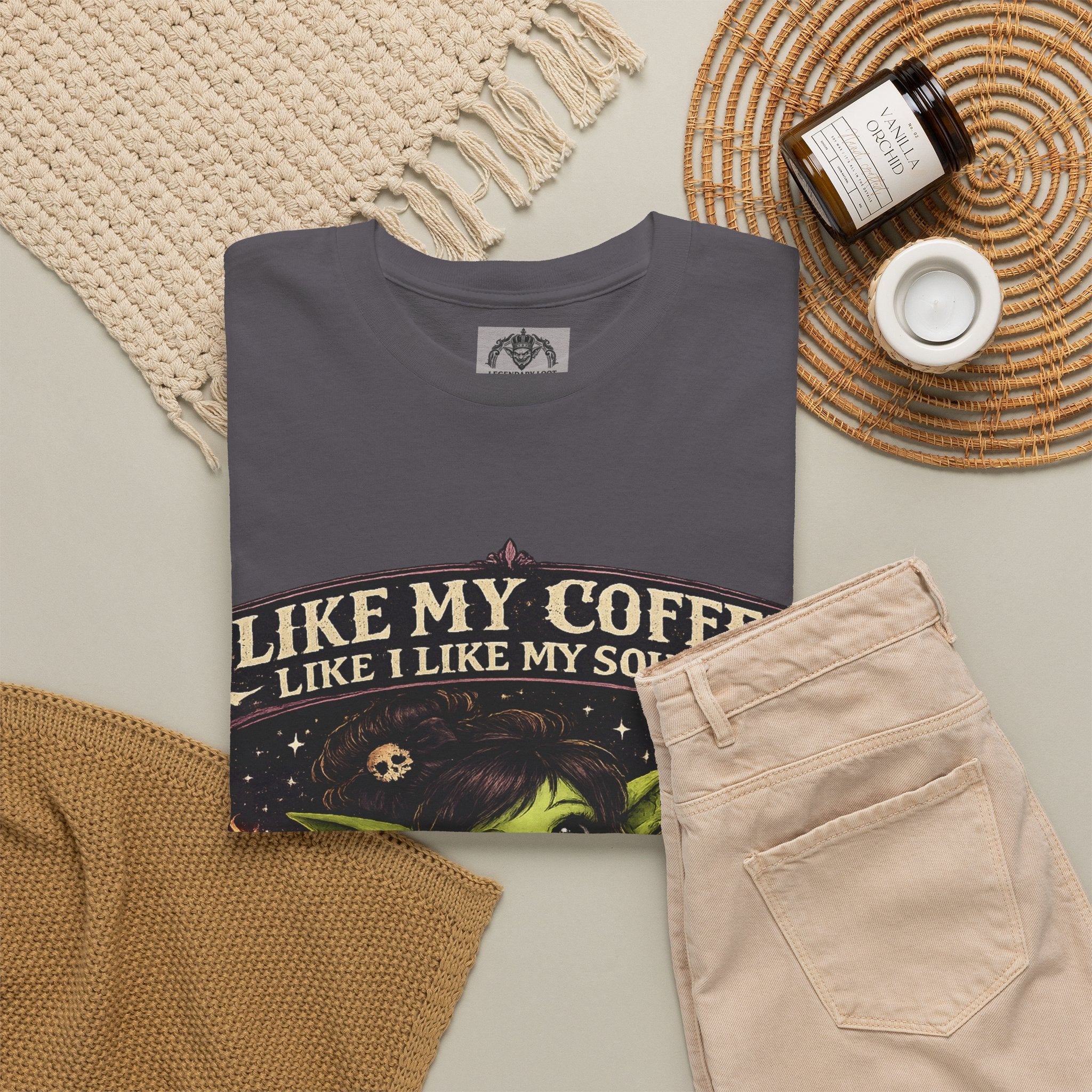 Like My Coffee Tee — "Like My Coffee Like I Like My Souls: Dark and Consumed Daily" Gothic Graphic T-Shirt