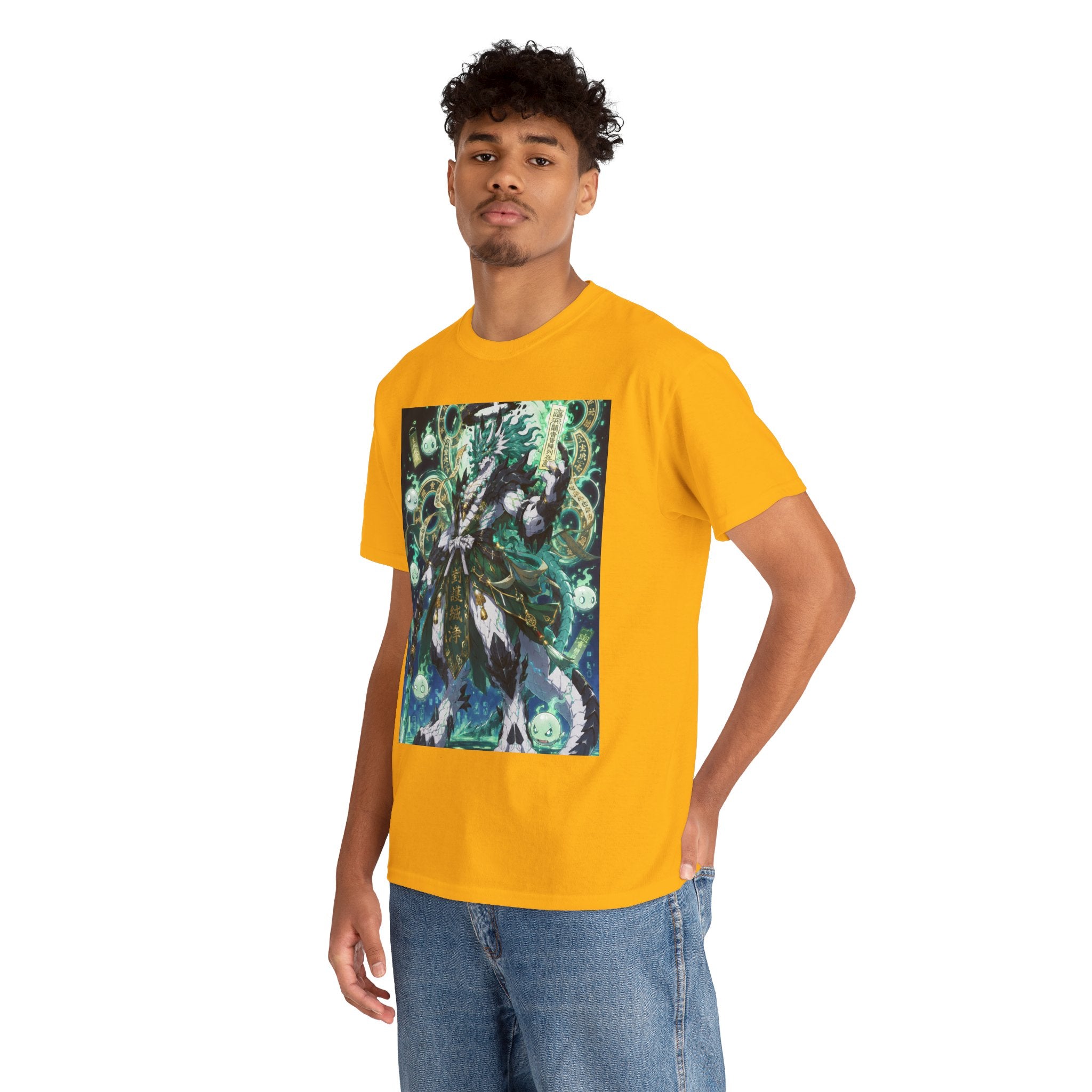 Mystic Forest Sorcerer T-Shirt | Fantasy Mage Illustration, Green Aura