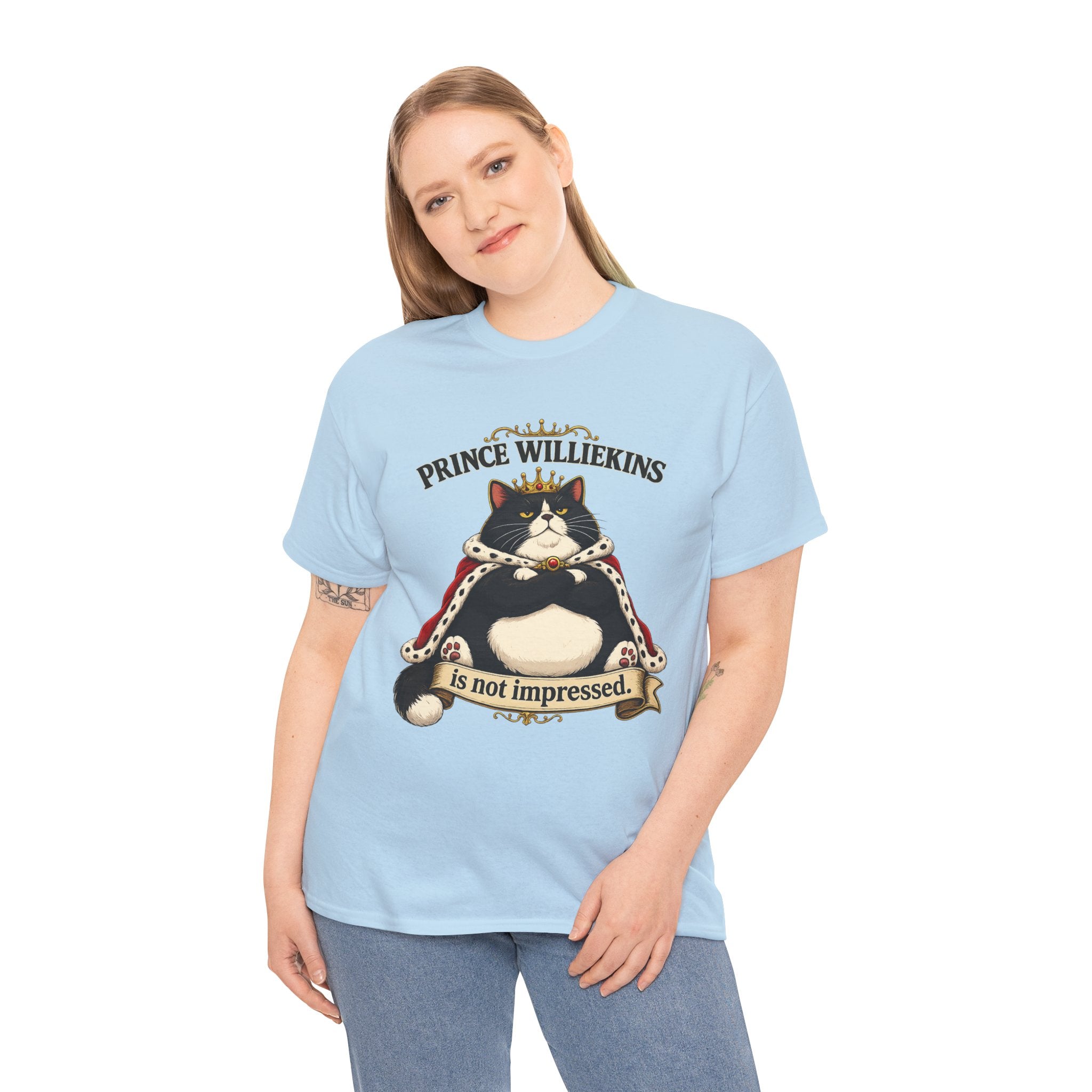 Cat T-Shirt — “Prince Williekins Is Not Impressed” Royal Cat Graphic Tee