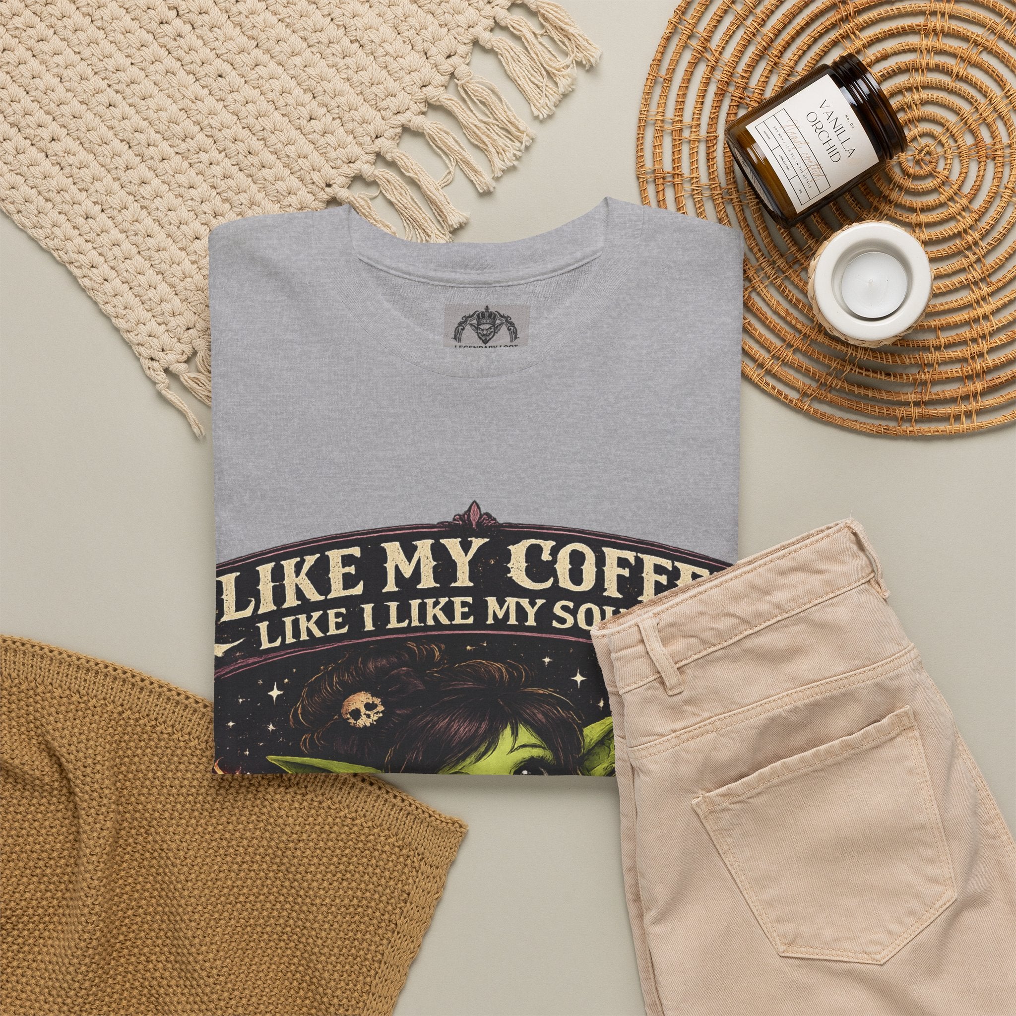 Like My Coffee Tee — "Like My Coffee Like I Like My Souls: Dark and Consumed Daily" Gothic Graphic T-Shirt
